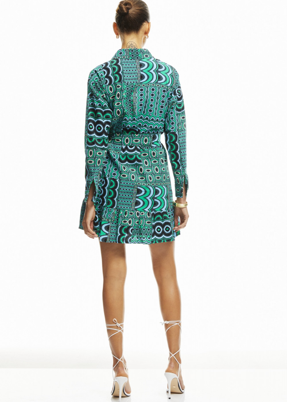 Patterned Mini Shirt Dress Patterned Mini Shirt Dress