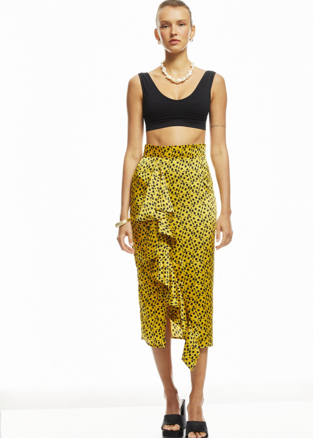 Frilll Detailed Satin Skirt Frilll Detailed Satin Skirt