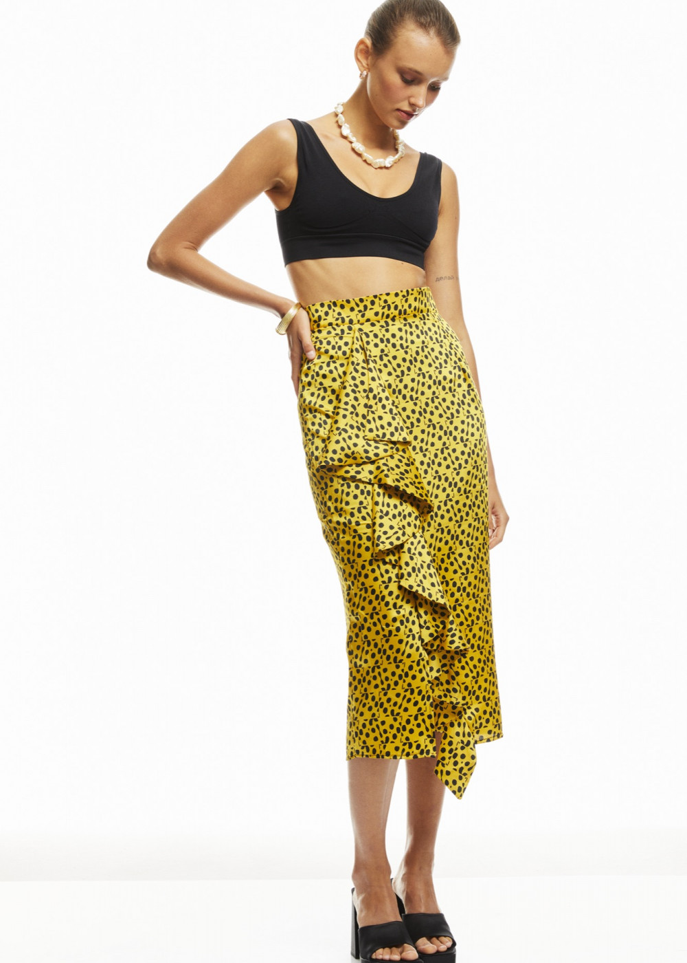 Frilll Detailed Satin Skirt Frilll Detailed Satin Skirt