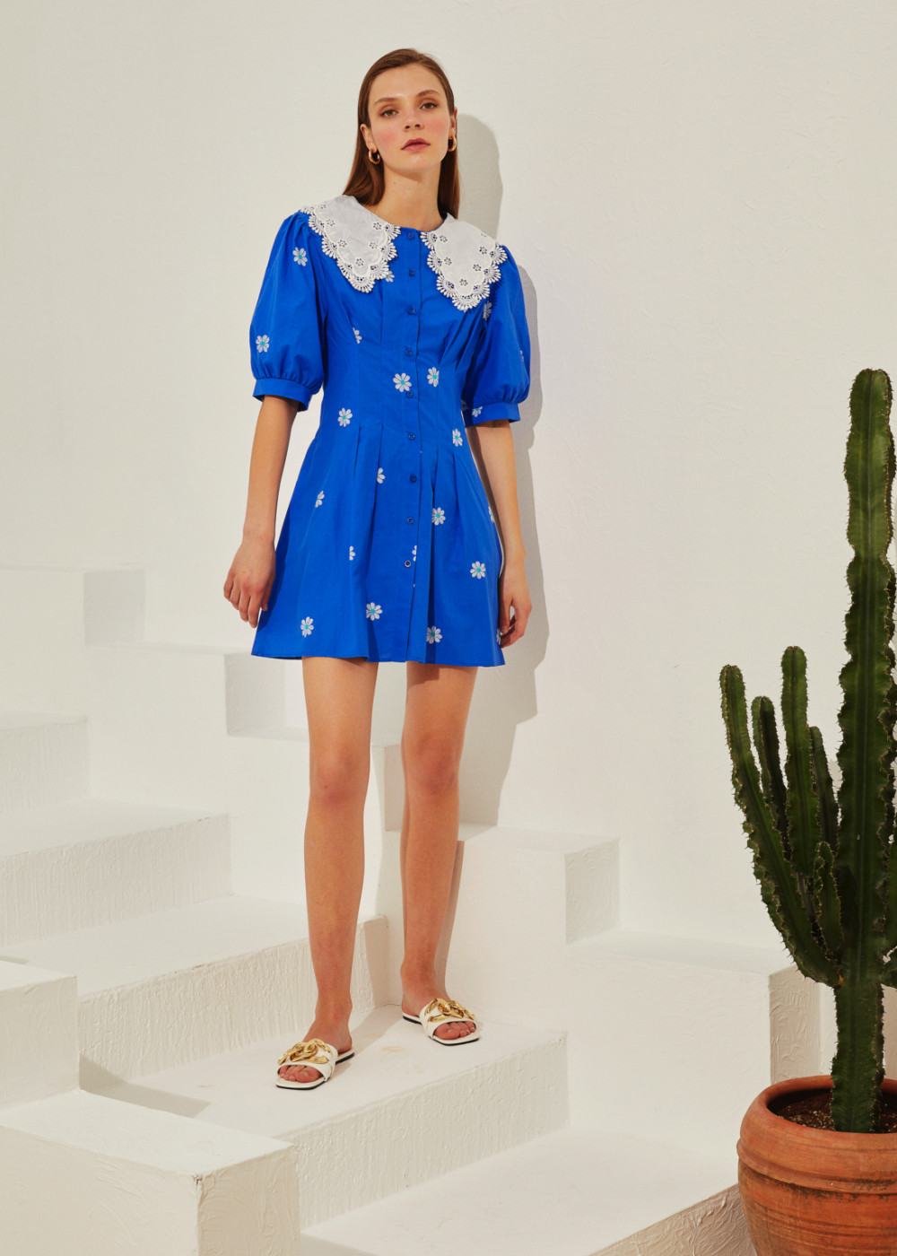 Patterned Collar Detailed Dress Patterned Collar Detailed Dress