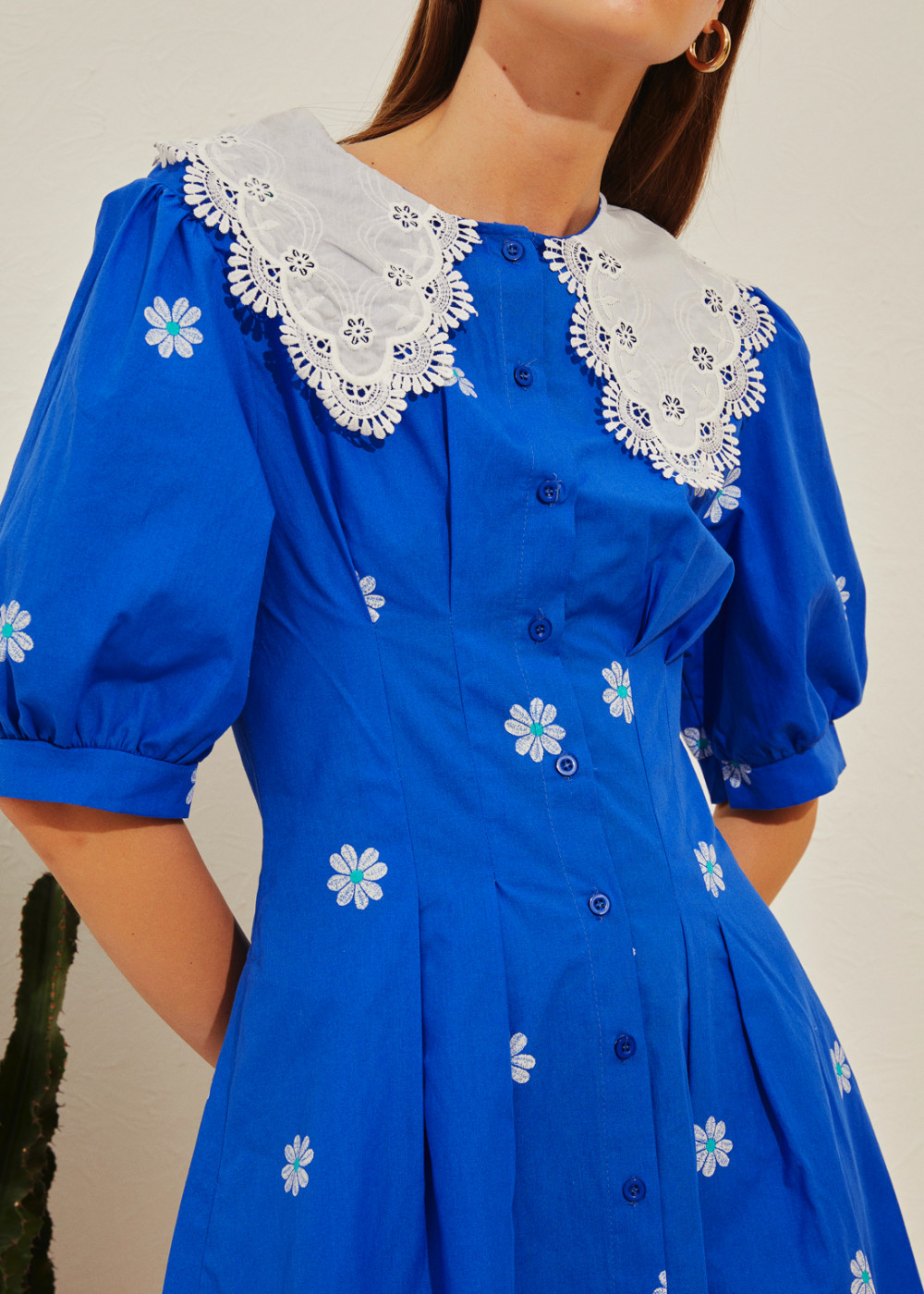 Patterned Collar Detailed Dress Patterned Collar Detailed Dress