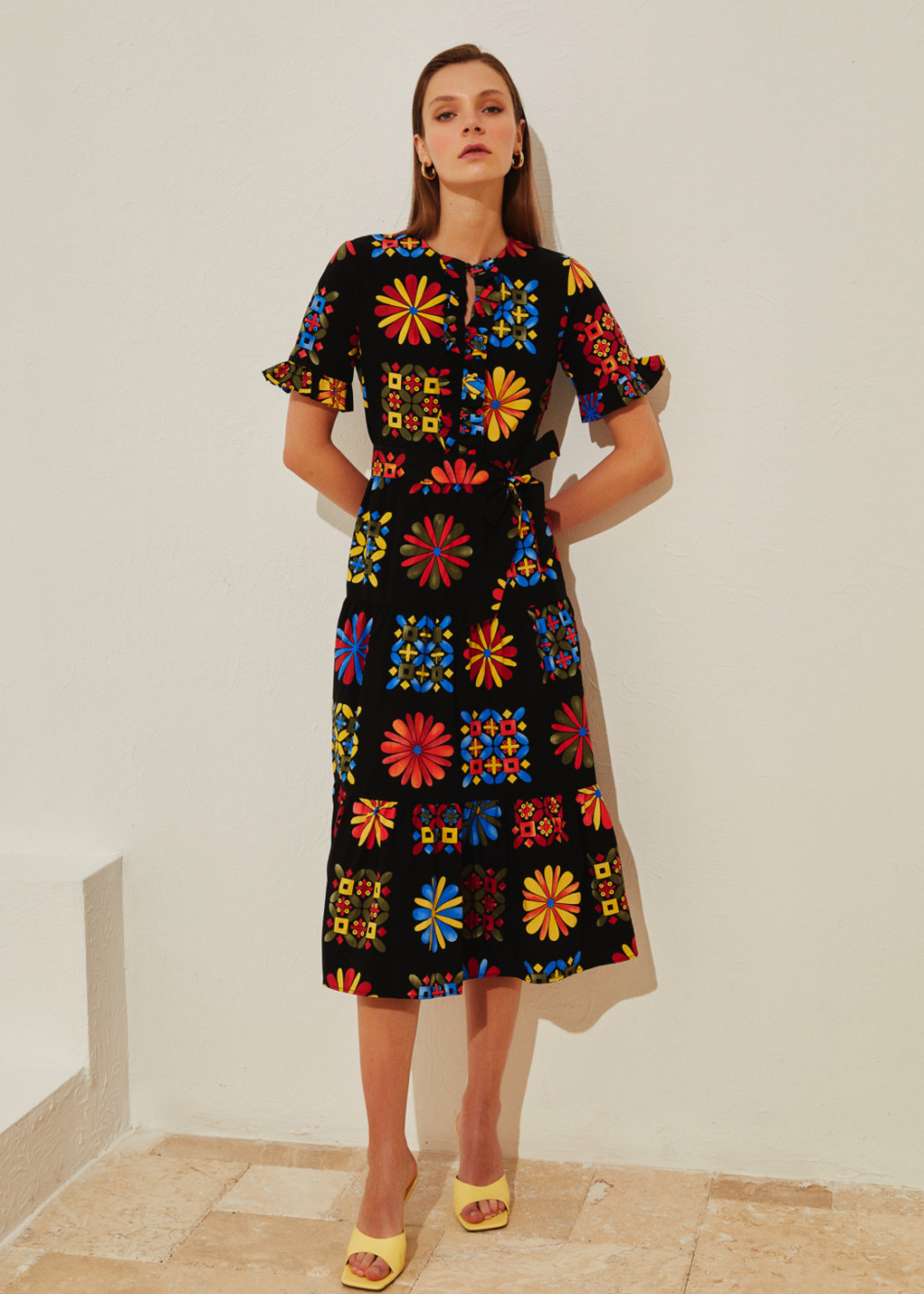 Ethnic Pattern Midi Dress