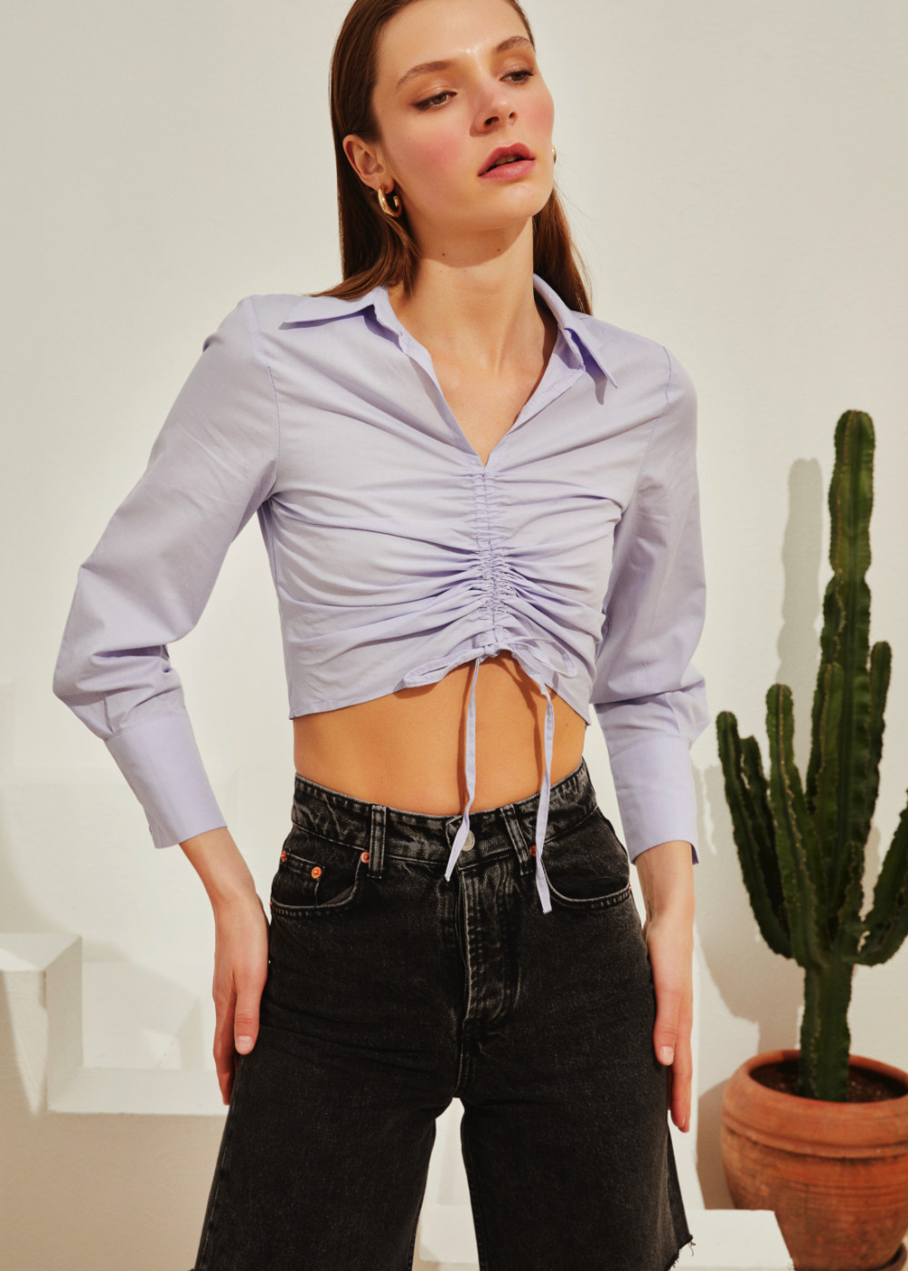 Gathered Poplin Shirt Gathered Poplin Shirt