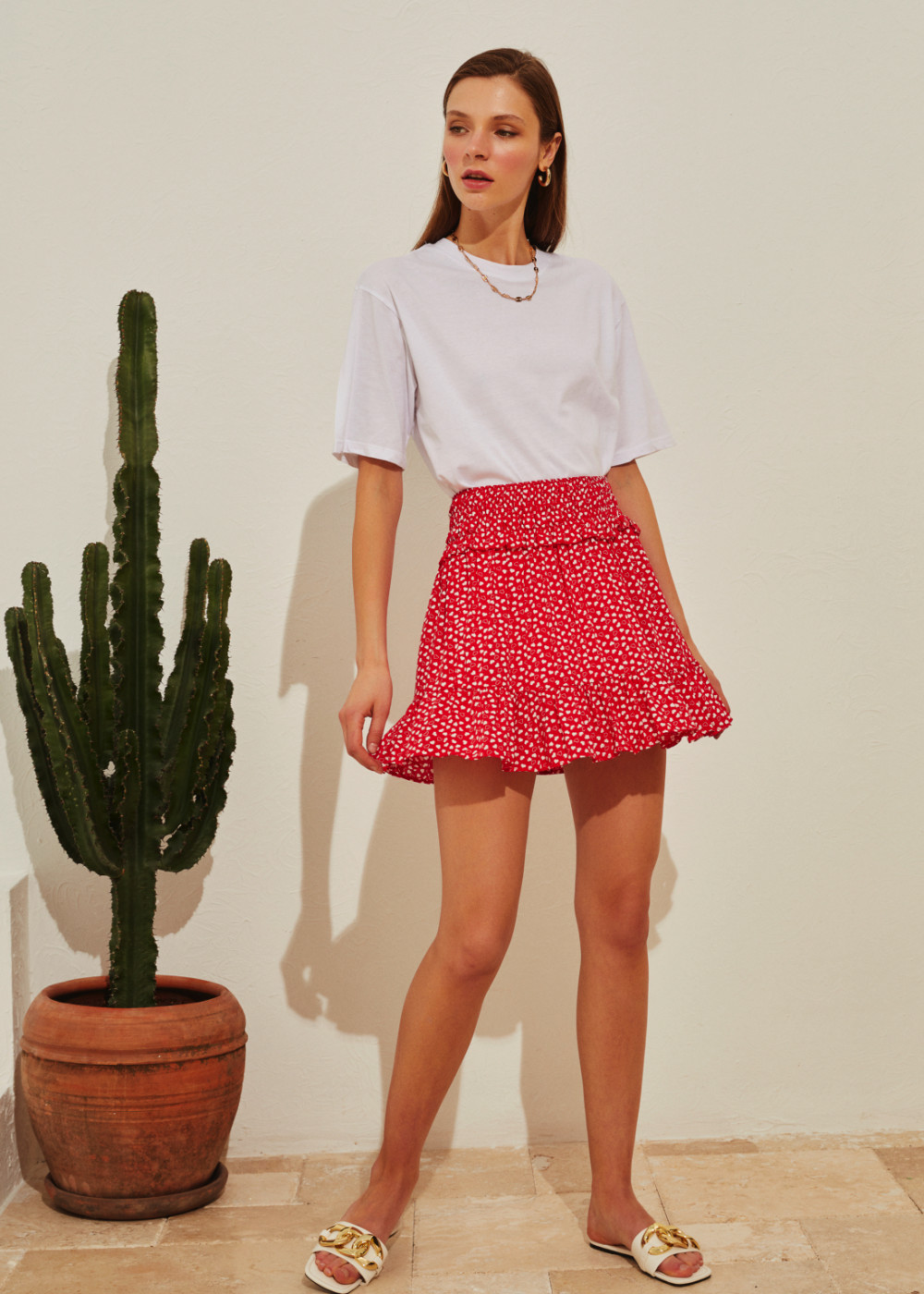 Heart Pattern Mini Skirt