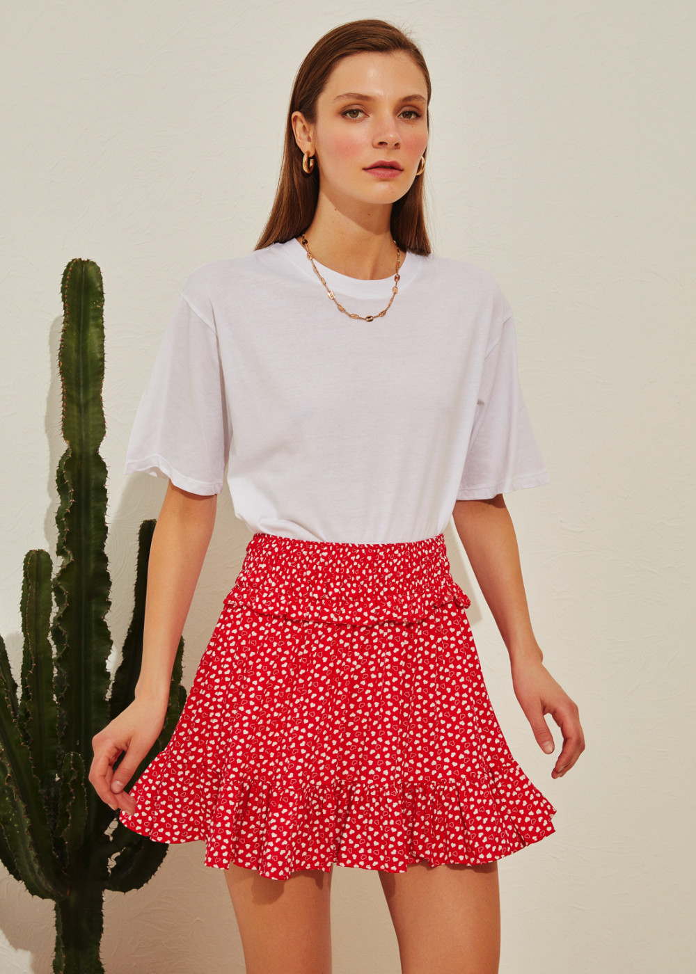 Heart Pattern Mini Skirt