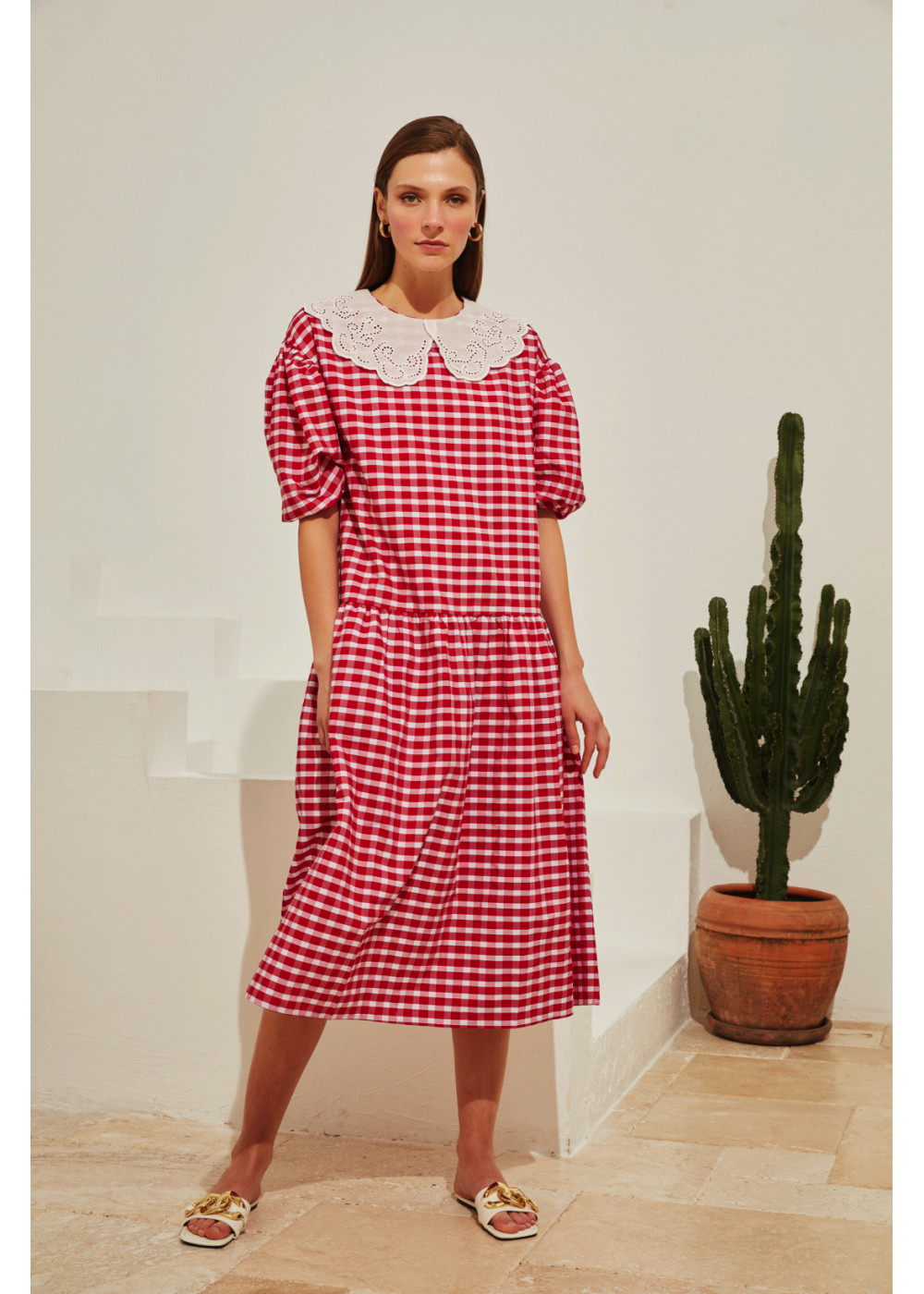 Plaid High Neck Dress