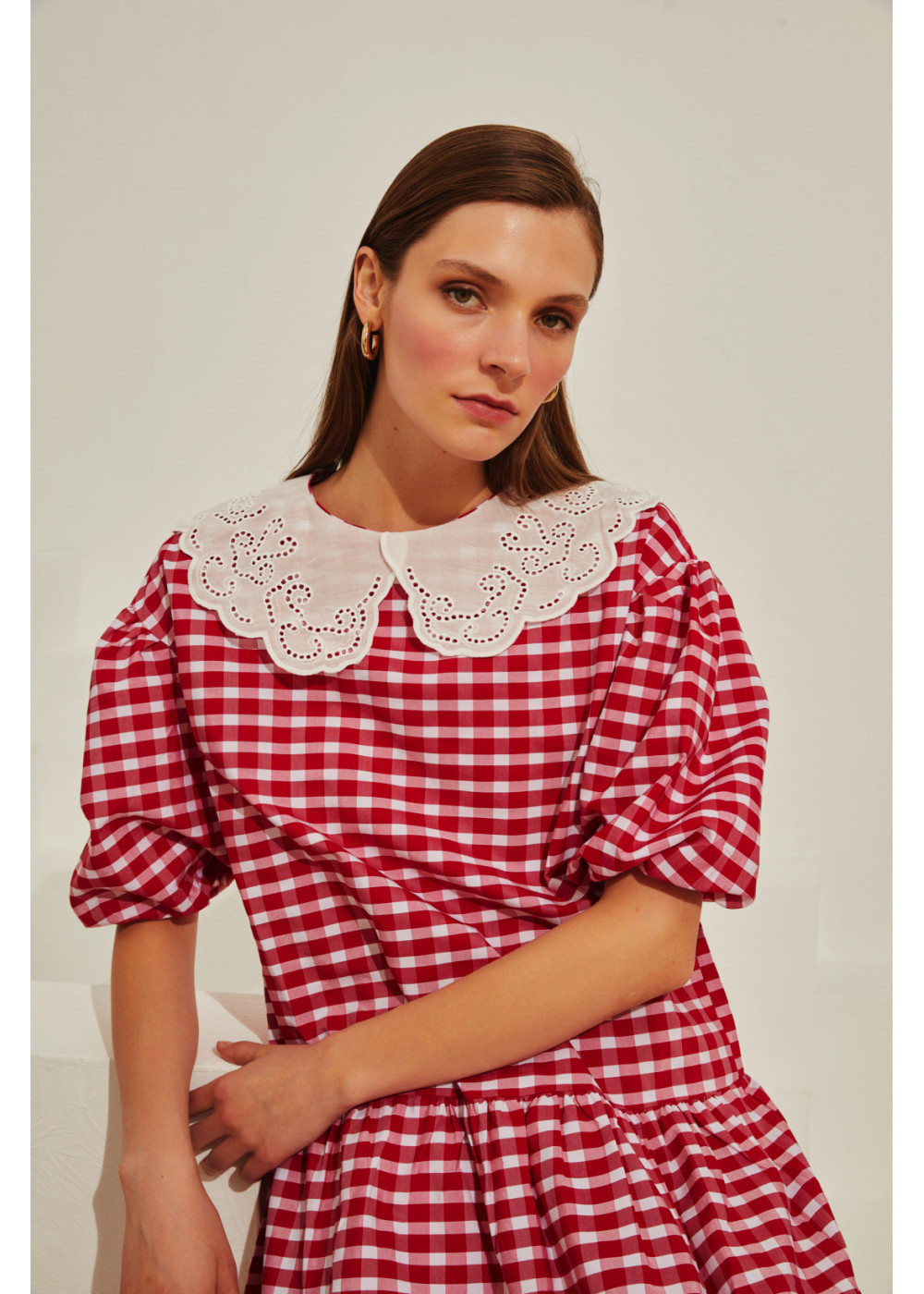 Plaid High Neck Dress
