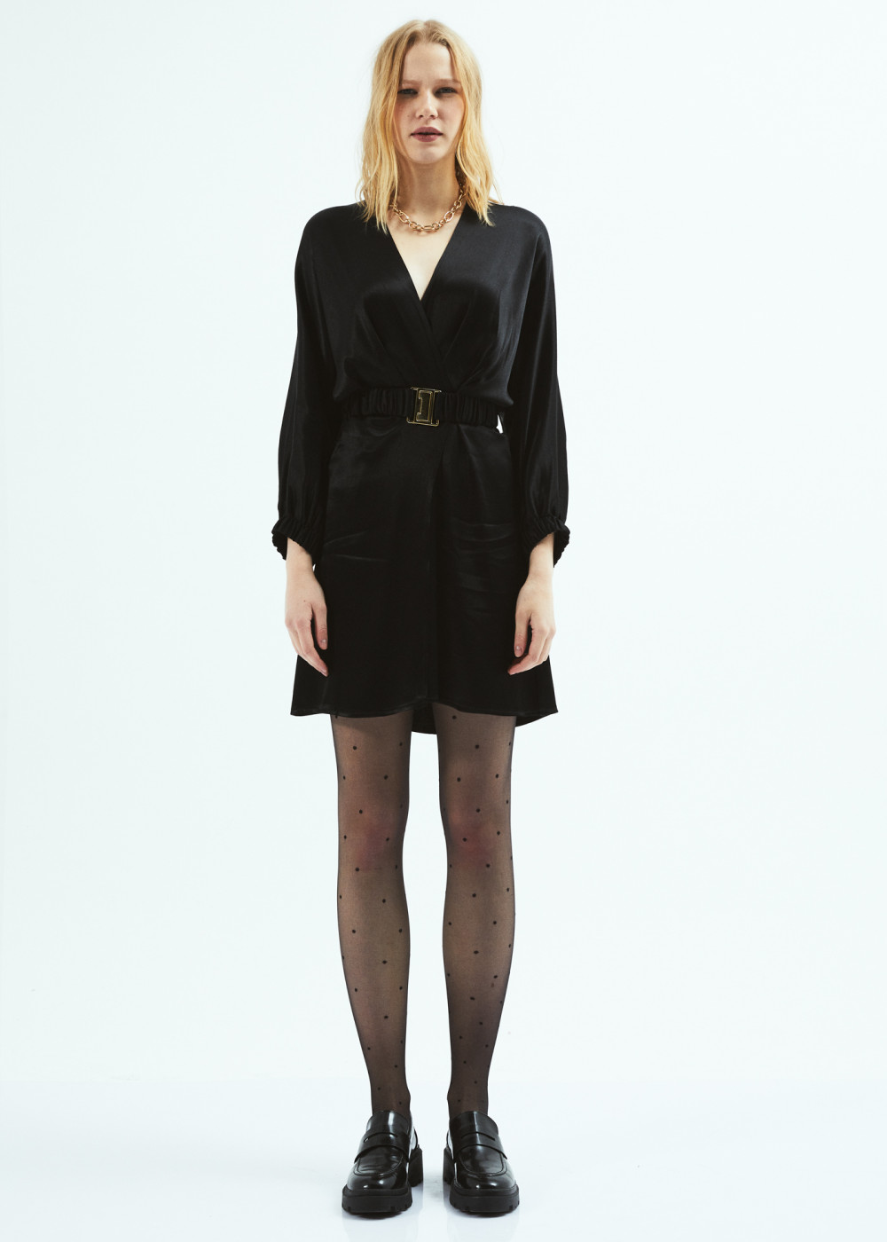 Satin Dress With Belt Satin Dress With Belt