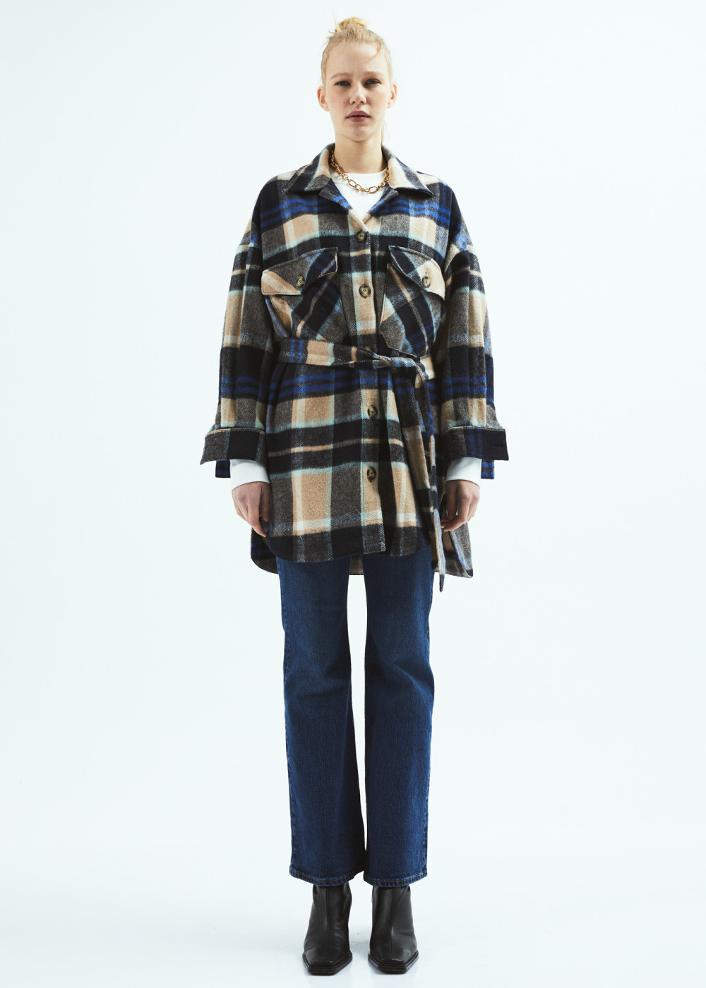 Belted Oversize Plaid Jacket Belted Oversize Plaid Jacket
