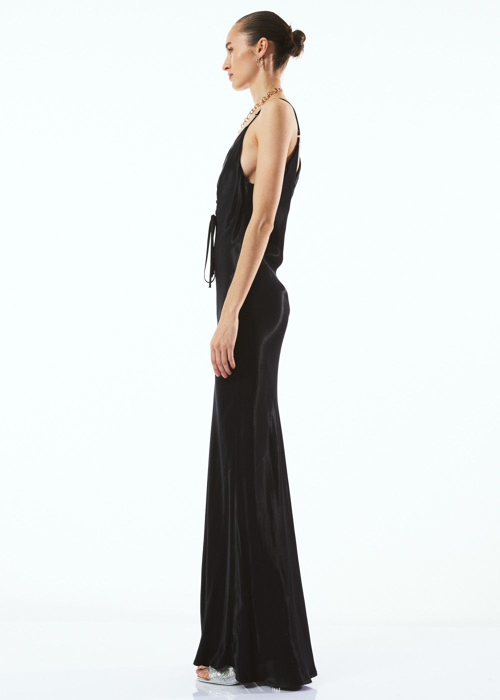 Front Shirred Satin Dress Front Shirred Satin Dress