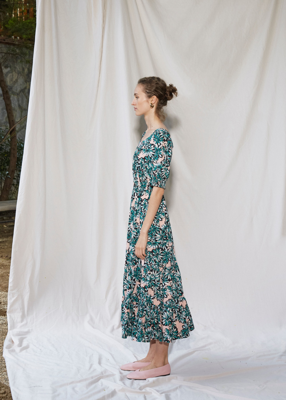 Patterned Poplin Dress