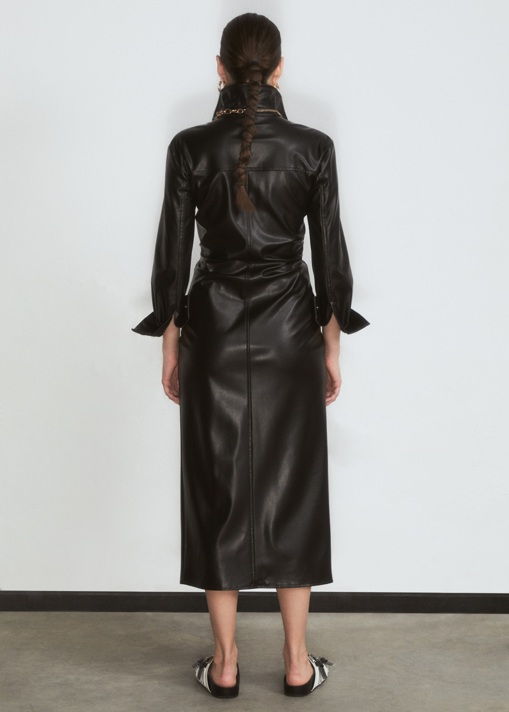 Leather Drapel Shirt Dress Leather Drapel Shirt Dress