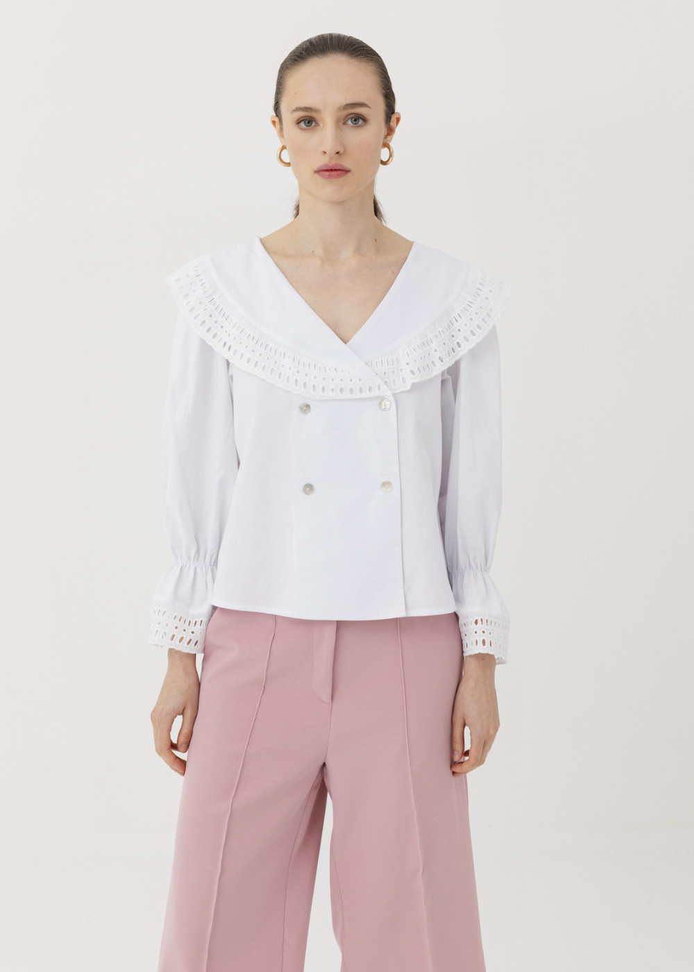 Shirt With Emeroidered Collar Shirt With Emeroidered Collar