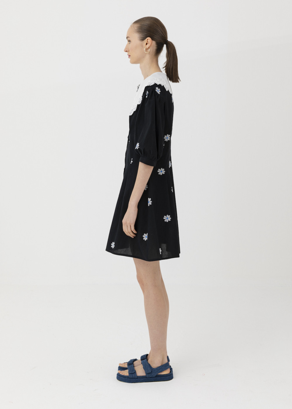Patterned Collar Detailed Dress Patterned Collar Detailed Dress