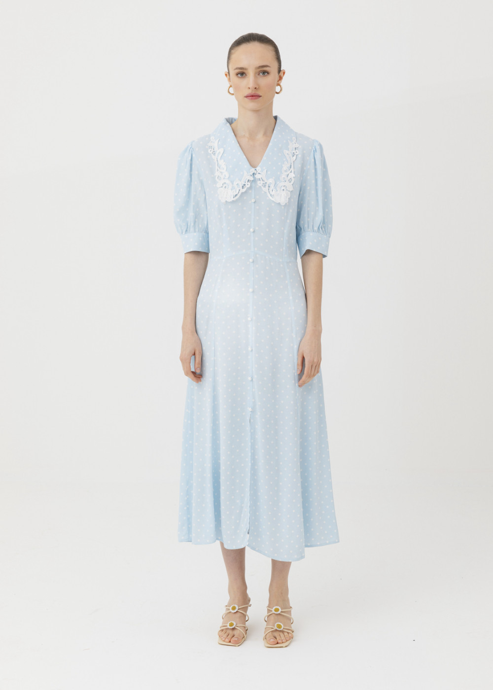 Lace Collar Polka Dot Dress Lace Collar Polka Dot Dress