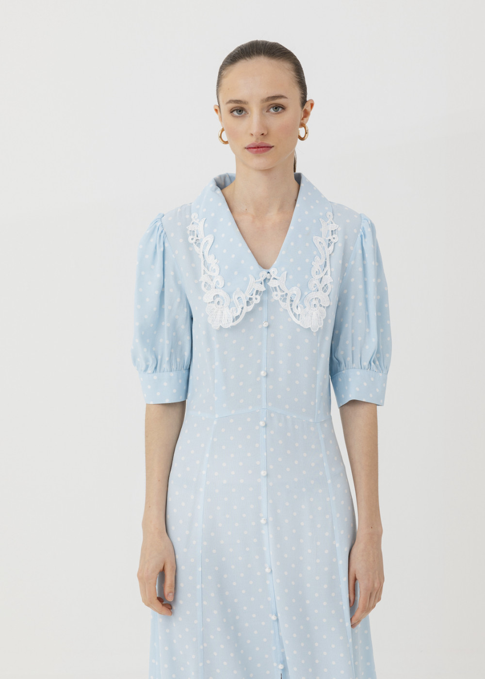 Lace Collar Polka Dot Dress Lace Collar Polka Dot Dress