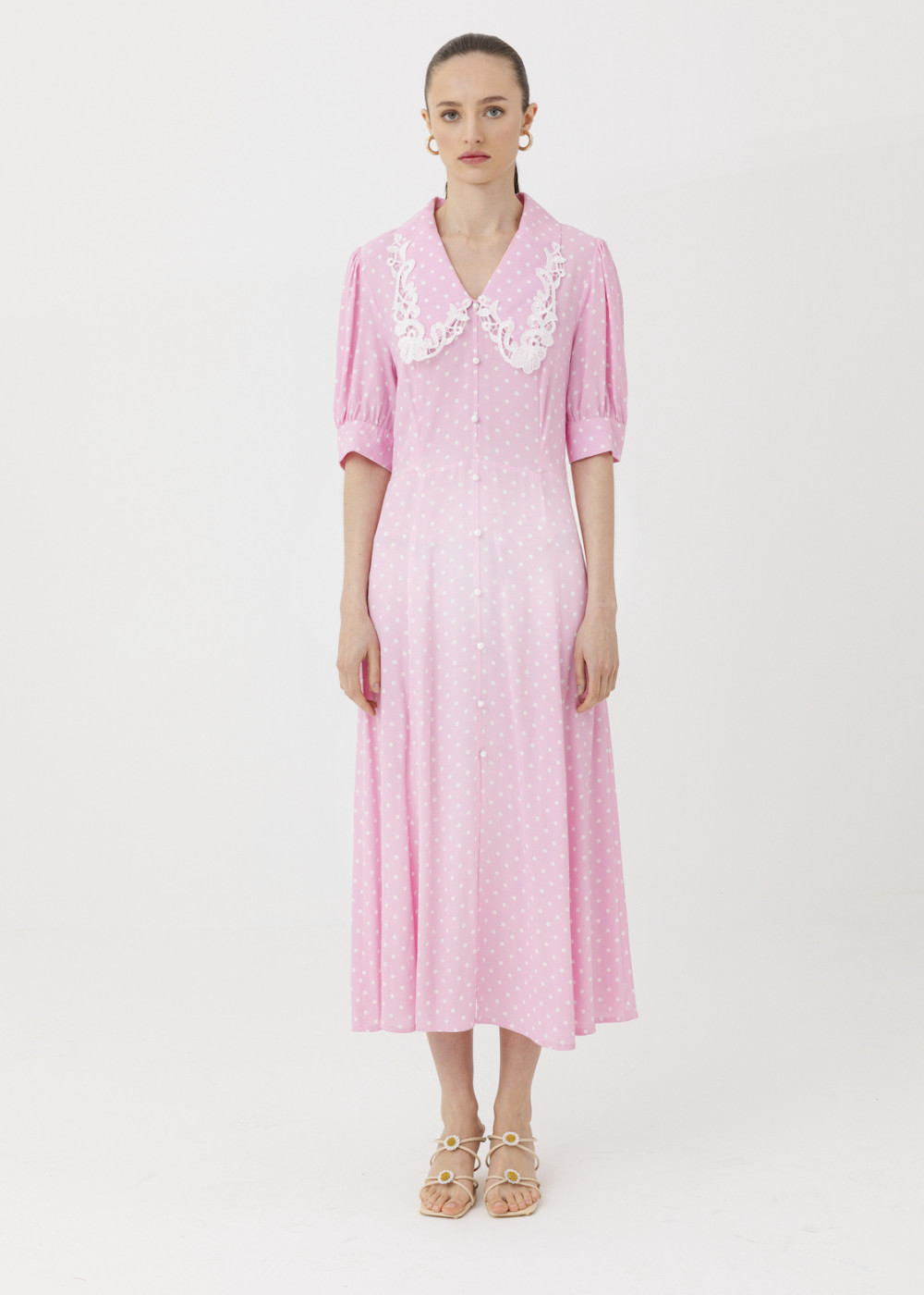 Lace Collar Polka Dot Dress Lace Collar Polka Dot Dress