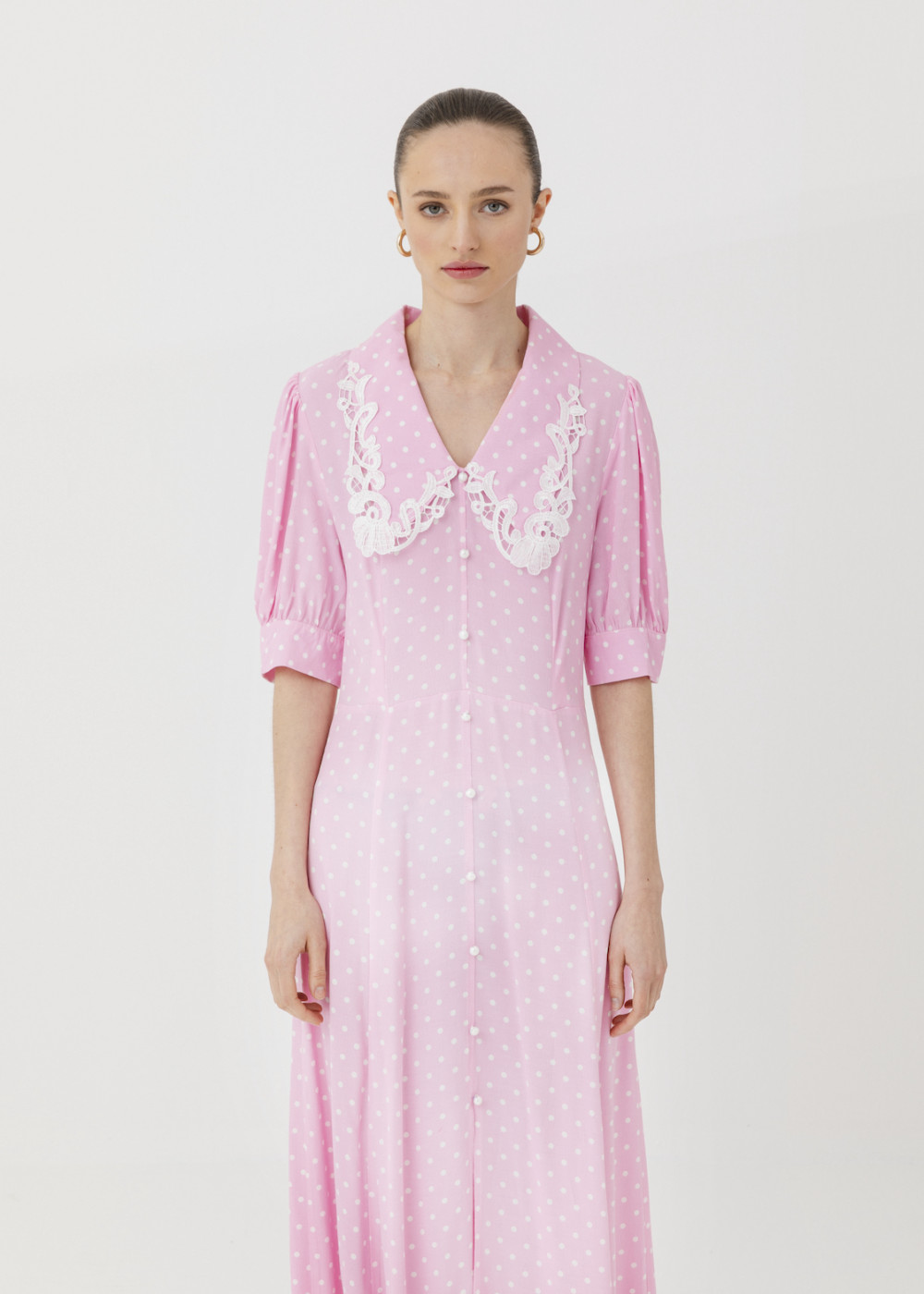 Lace Collar Polka Dot Dress Lace Collar Polka Dot Dress