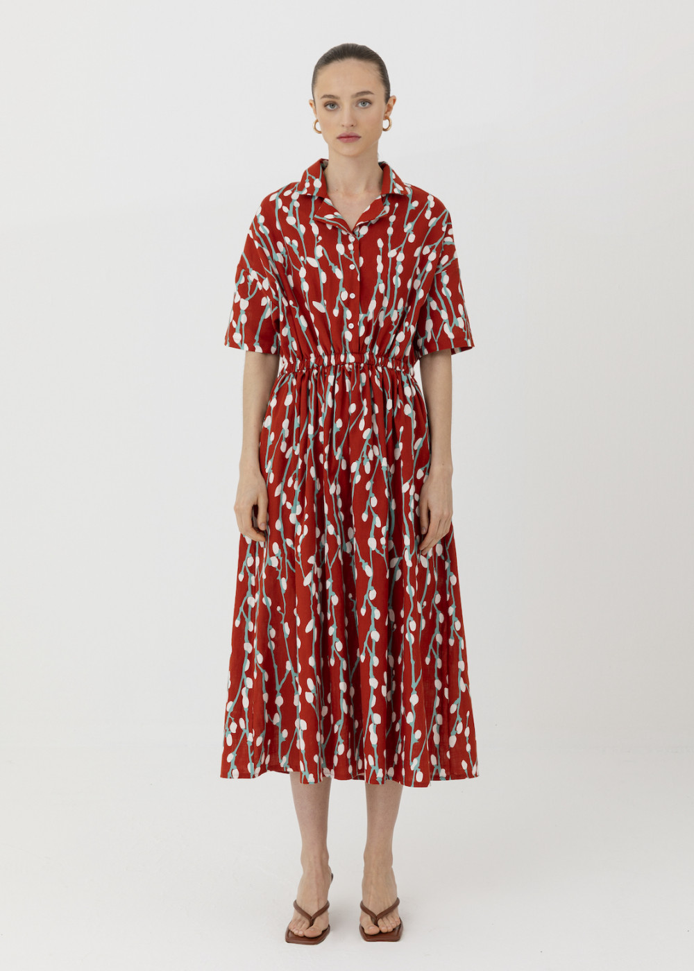 Floral Pattern Linen Dress Floral Pattern Linen Dress