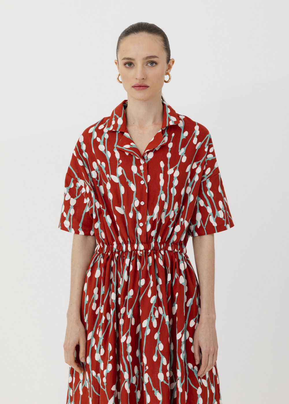 Floral Pattern Linen Dress Floral Pattern Linen Dress