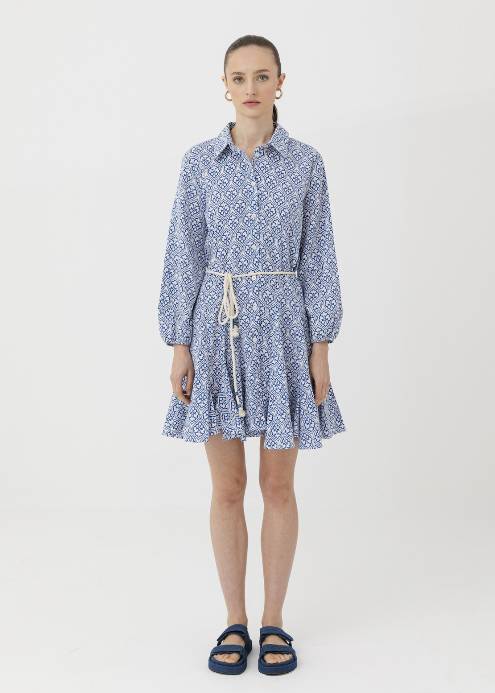 Belted And Patterned Dress Belted And Patterned Dress