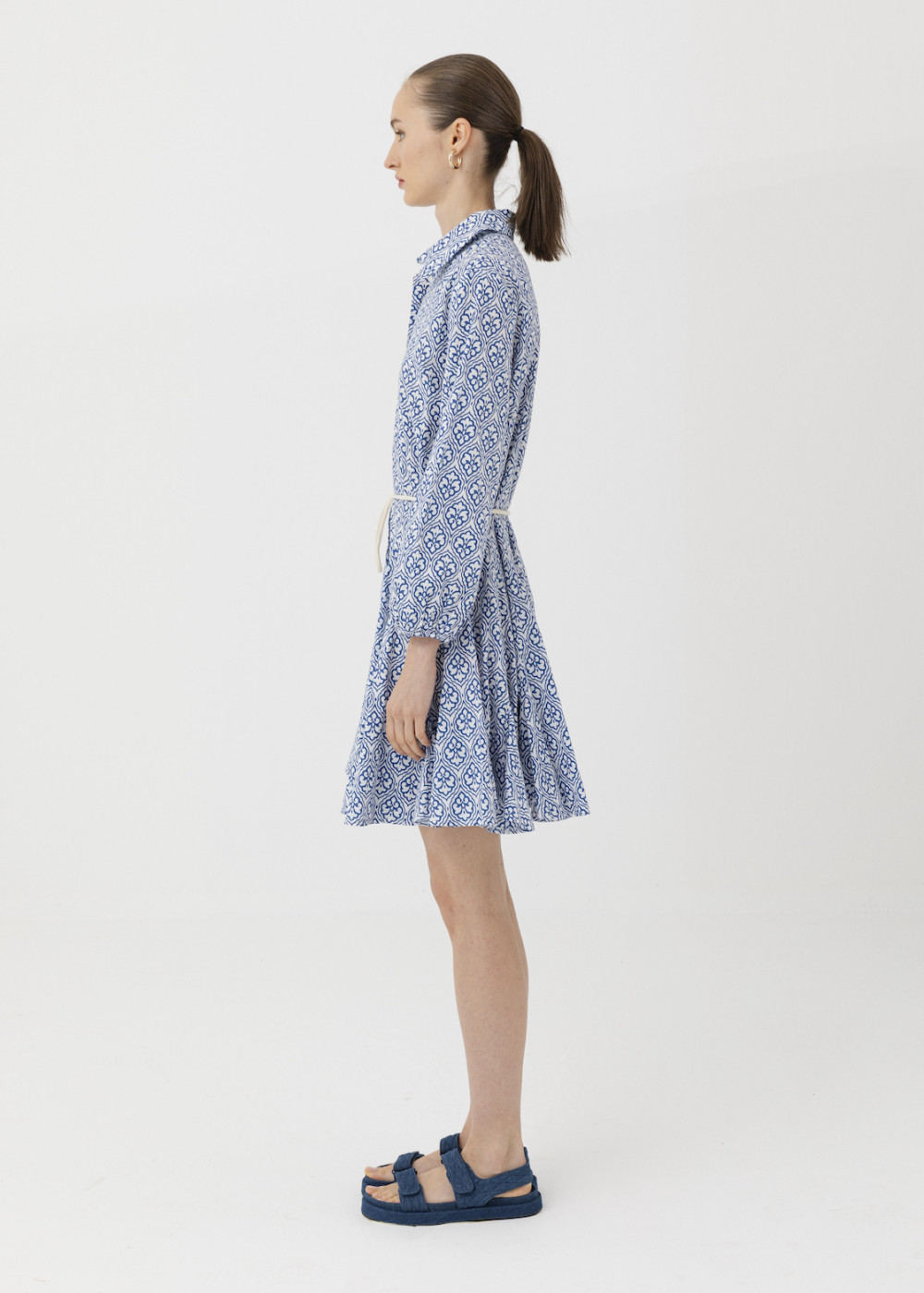 Belted And Patterned Dress Belted And Patterned Dress