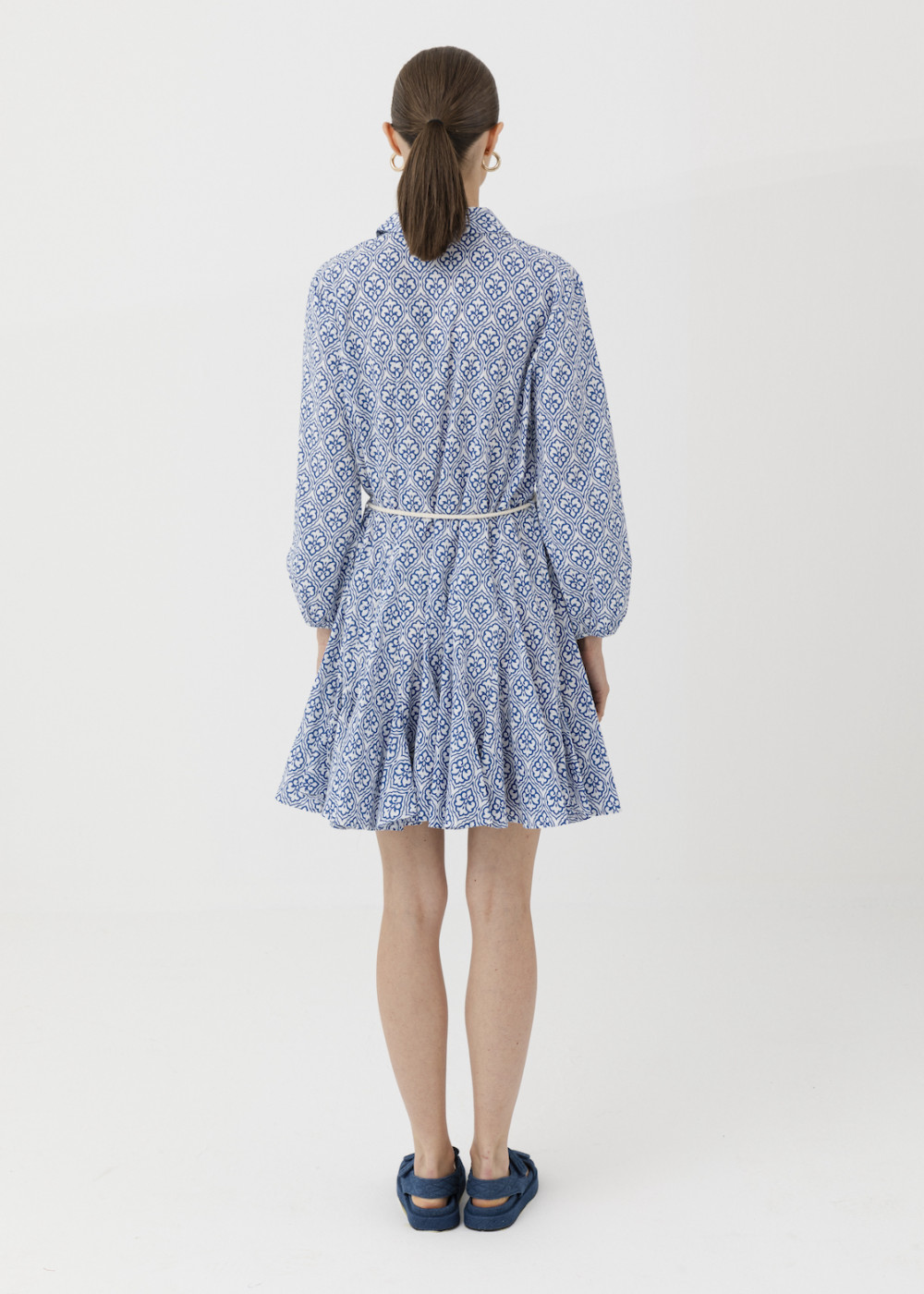 Belted And Patterned Dress Belted And Patterned Dress