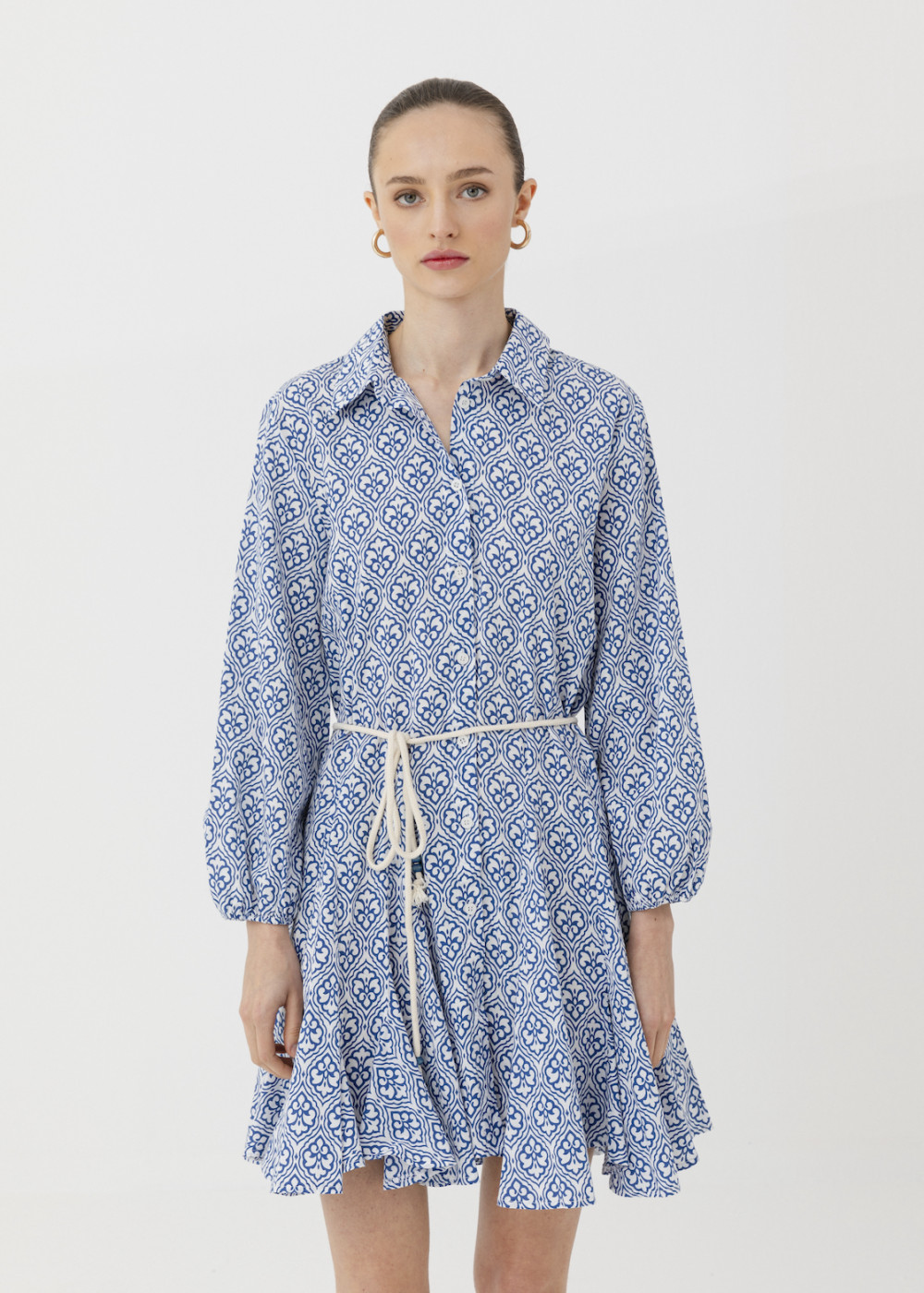 Belted And Patterned Dress Belted And Patterned Dress