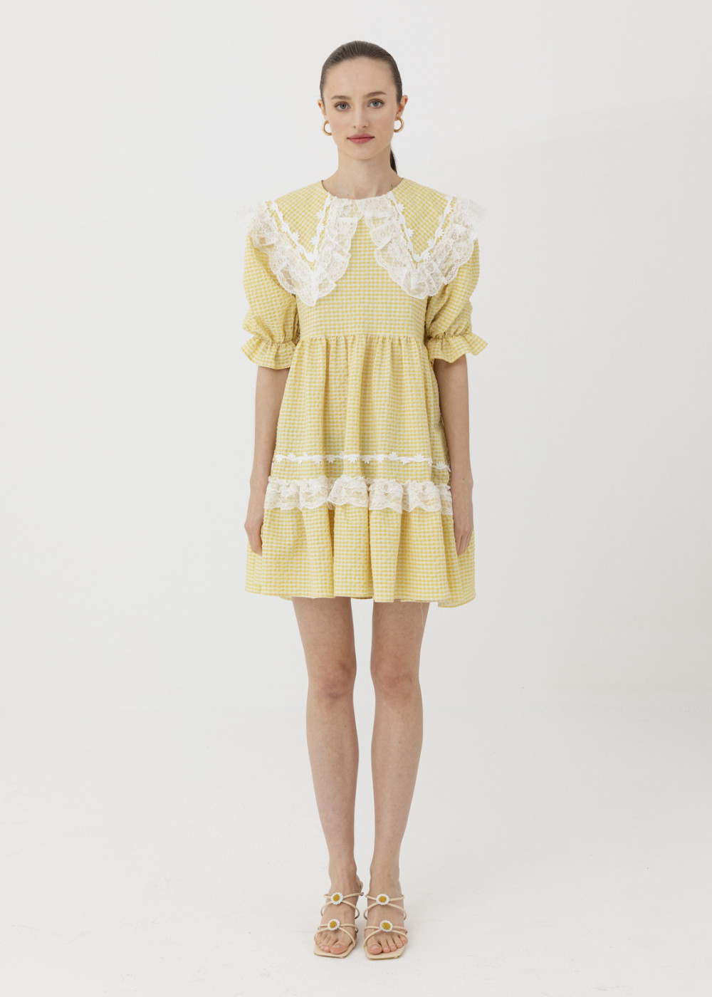 Lace Detail Collar Mini Dress Lace Detail Collar Mini Dress