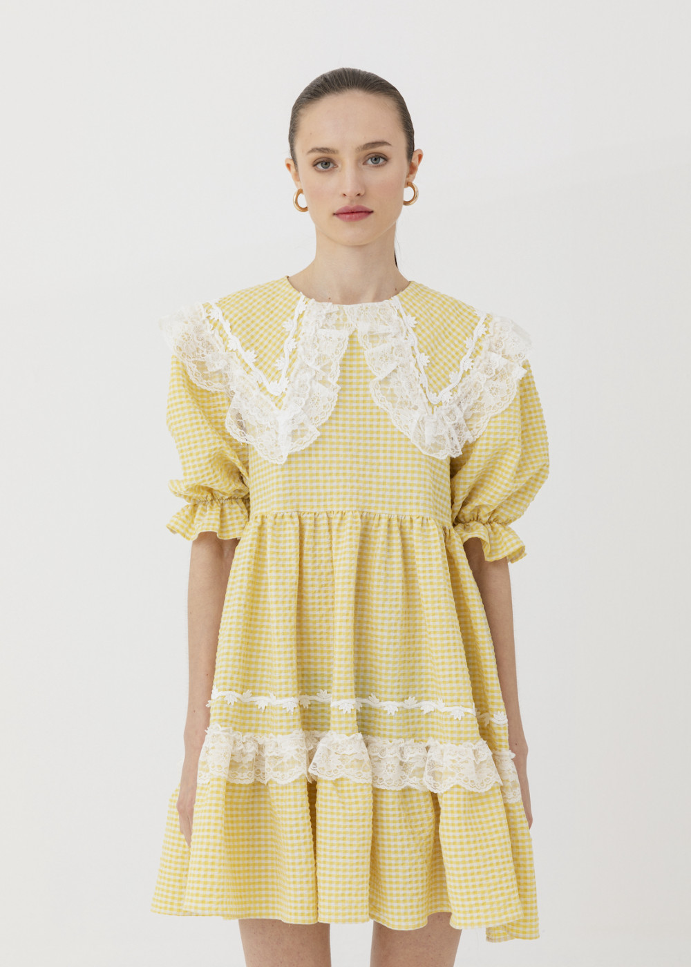 Lace Detail Collar Mini Dress Lace Detail Collar Mini Dress