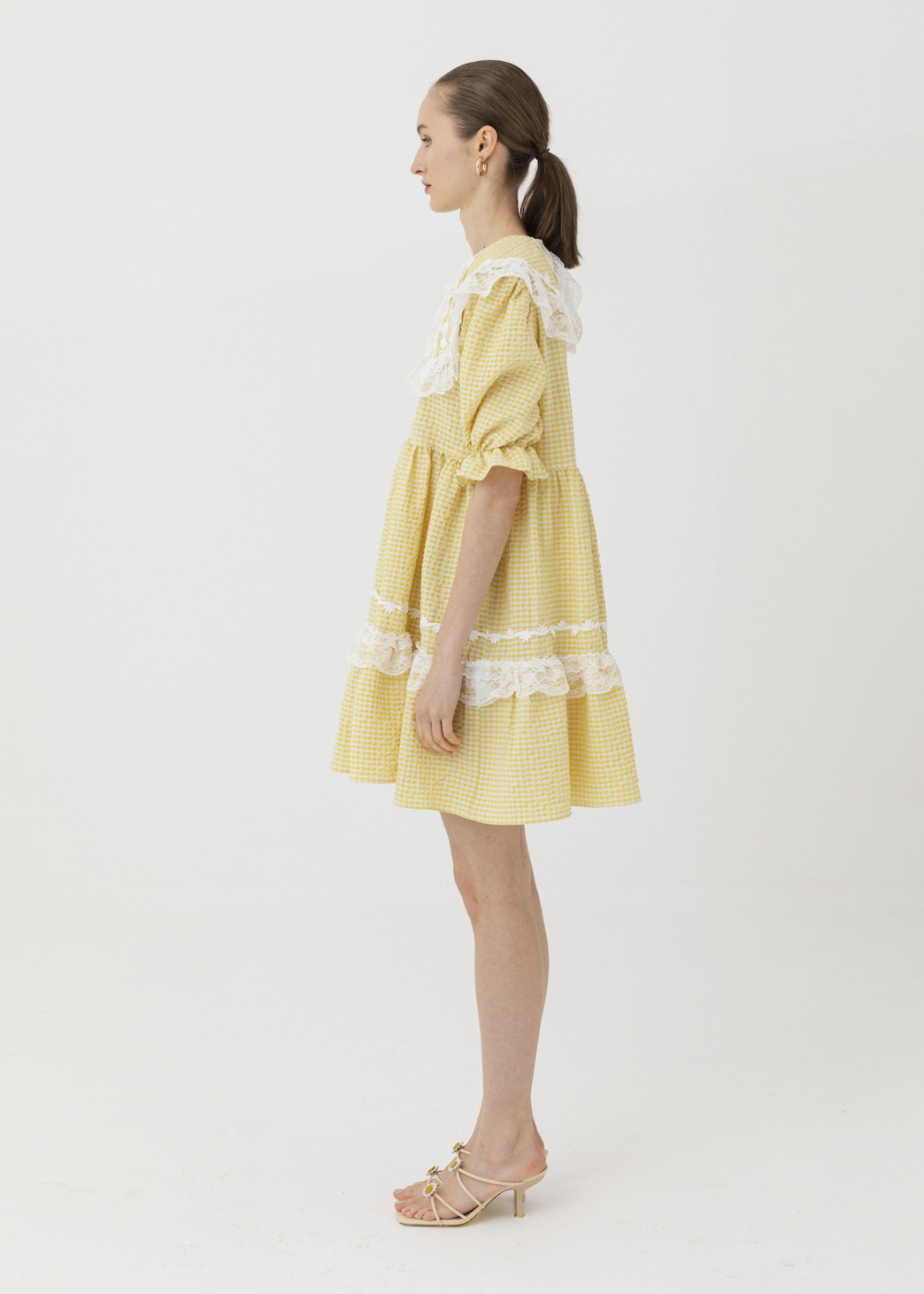 Lace Detail Collar Mini Dress