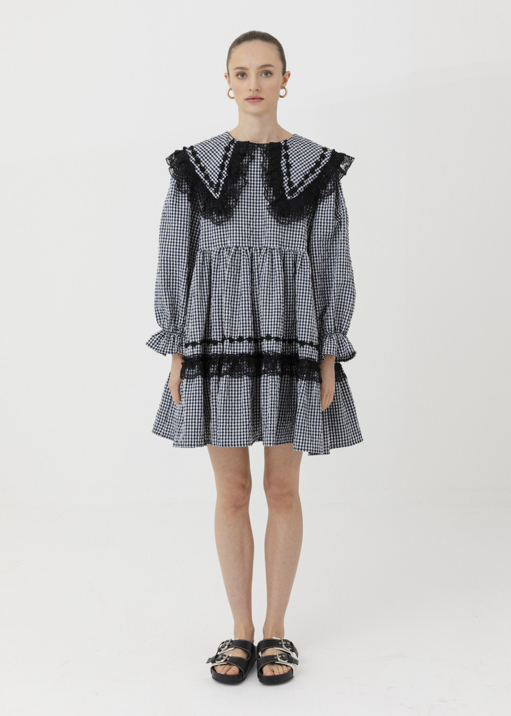 Lace Detail Collar Mini Dress Lace Detail Collar Mini Dress