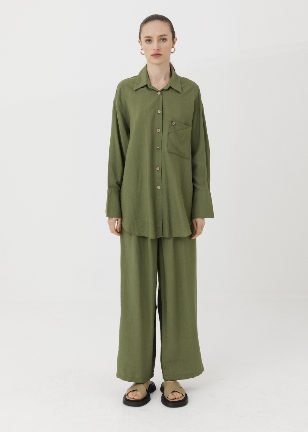 Pocket Detailed Shirt and Palazzo Trousers Pocket Detailed Shirt and Palazzo Trousers