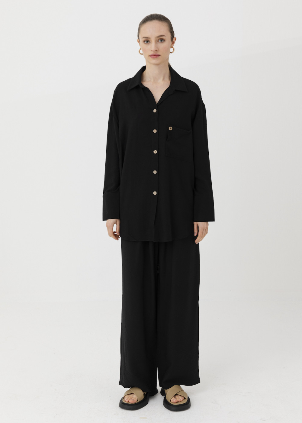 Pocket Detailed Shirt and Palazzo Trousers Pocket Detailed Shirt and Palazzo Trousers