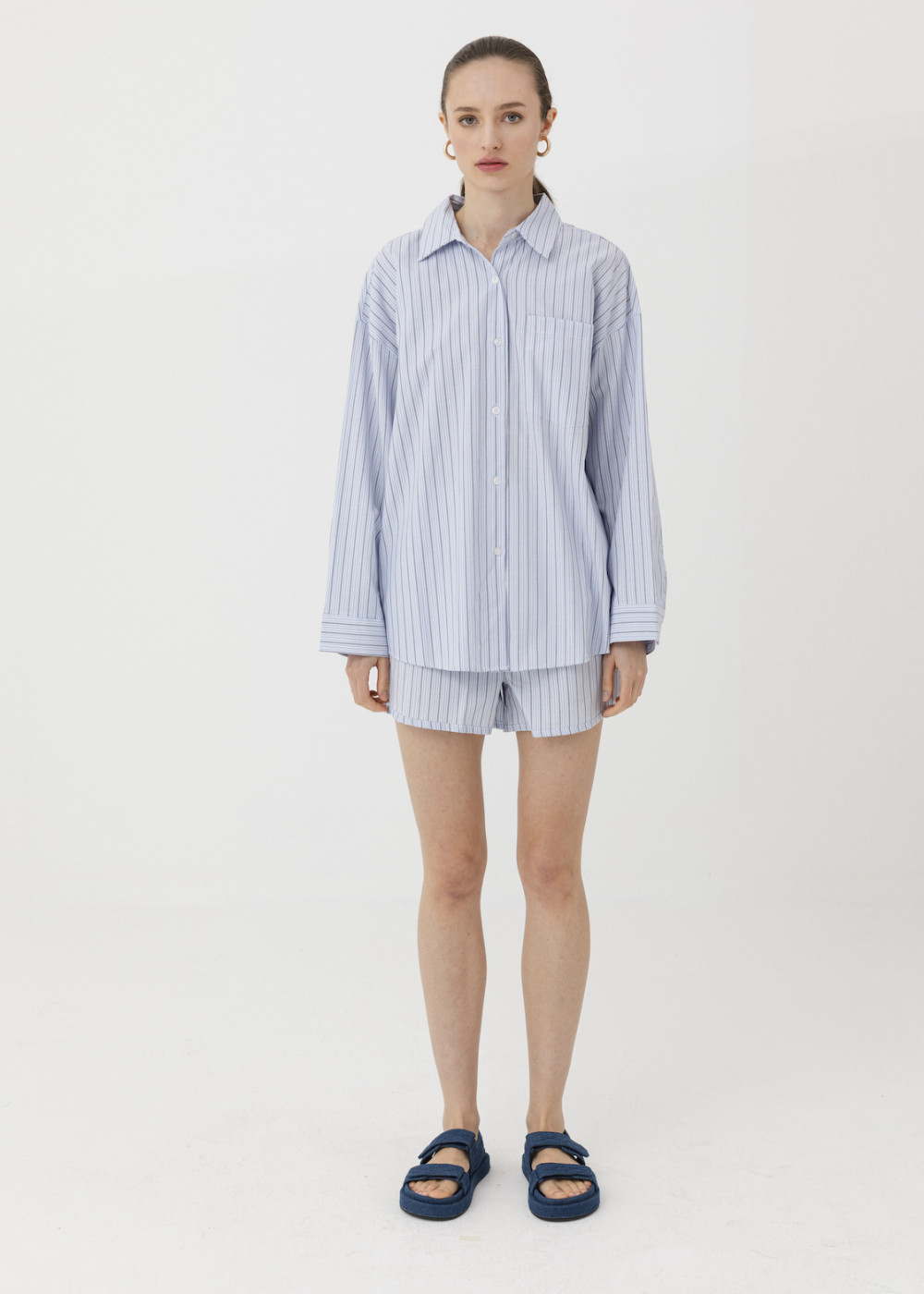 Pajamas Set With Striped Shorts Pajamas Set With Striped Shorts