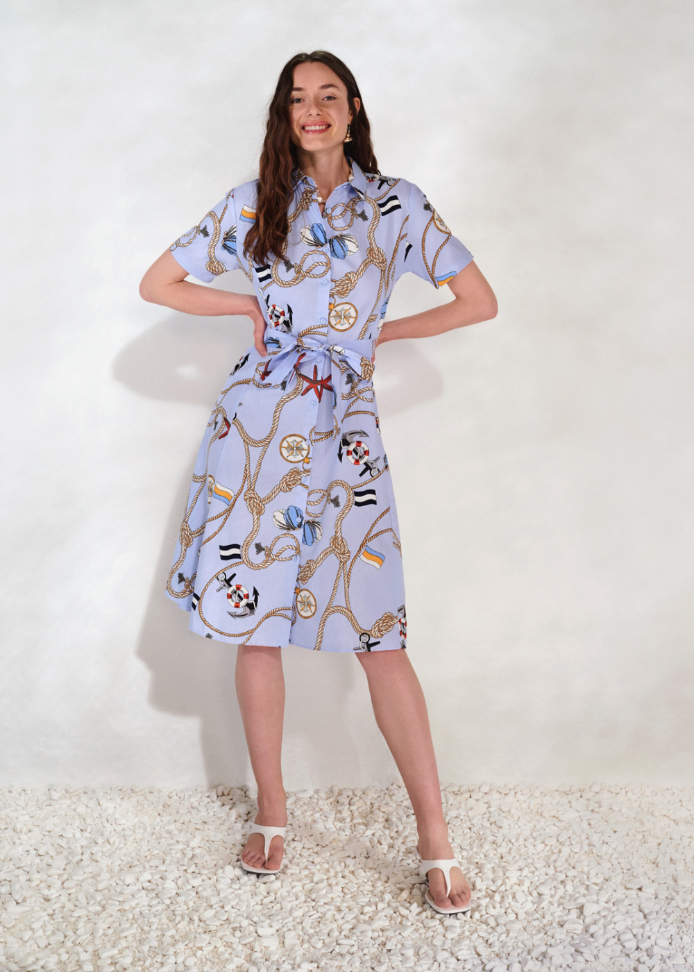 Sailor Print Shirt Dress Sailor Print Shirt Dress