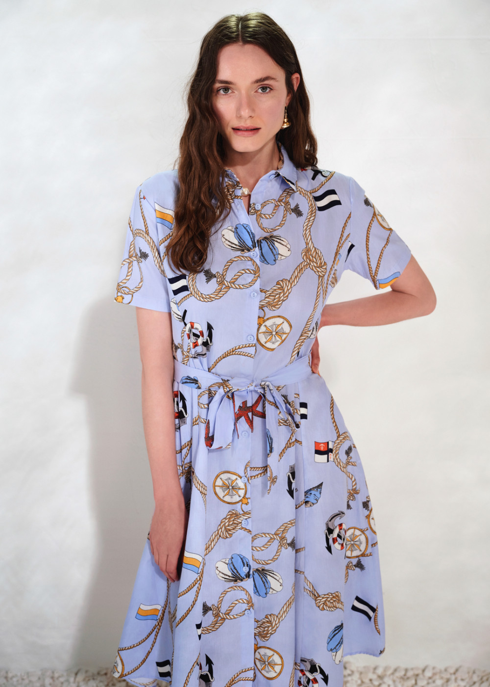 Sailor Print Shirt Dress