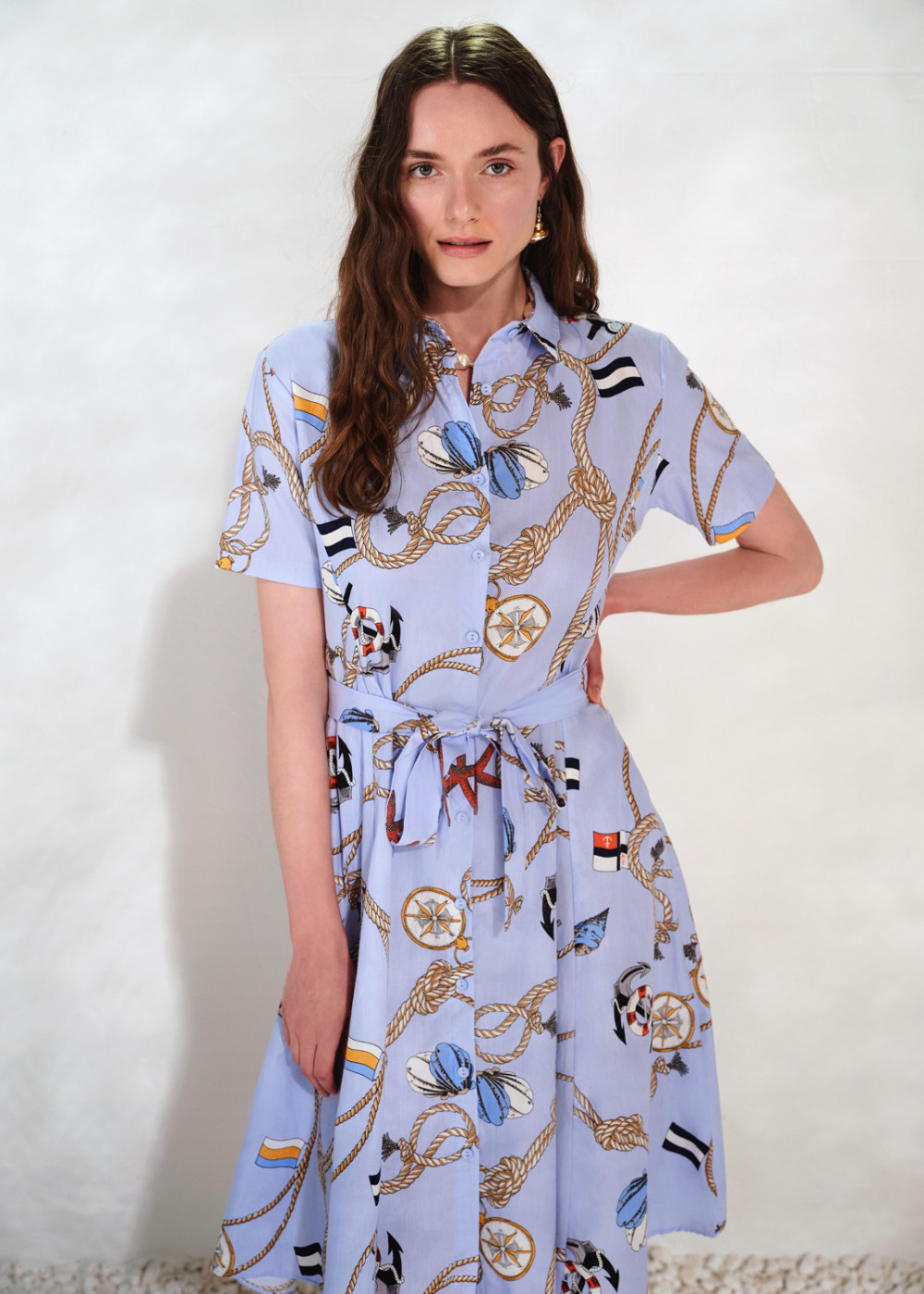 Sailor Print Shirt Dress Sailor Print Shirt Dress