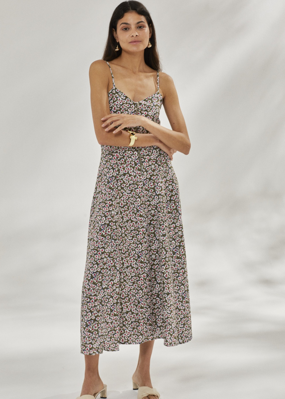 Floral Patterned Linen Dress