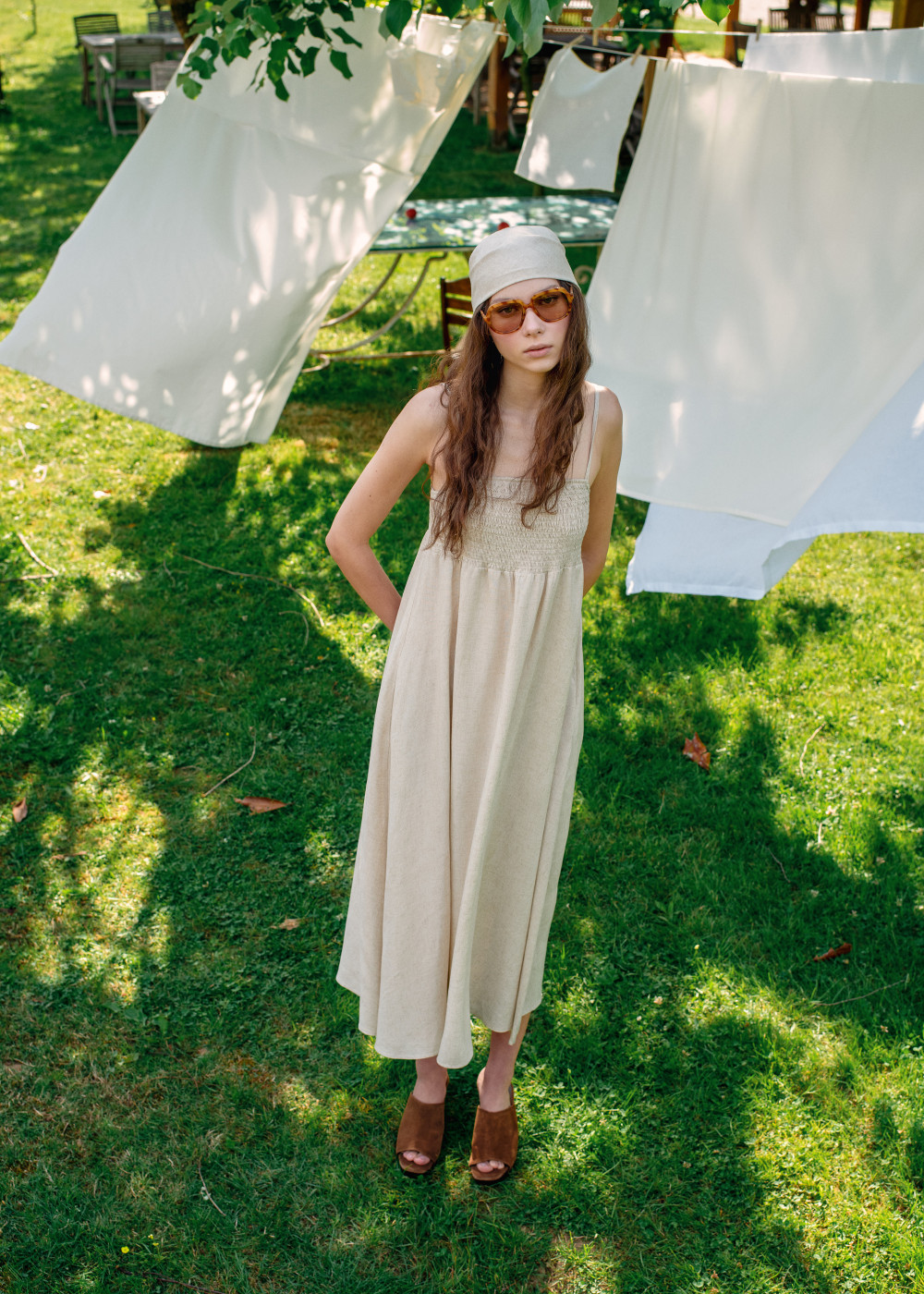 Elastic Detail Linen Dress Elastic Detail Linen Dress