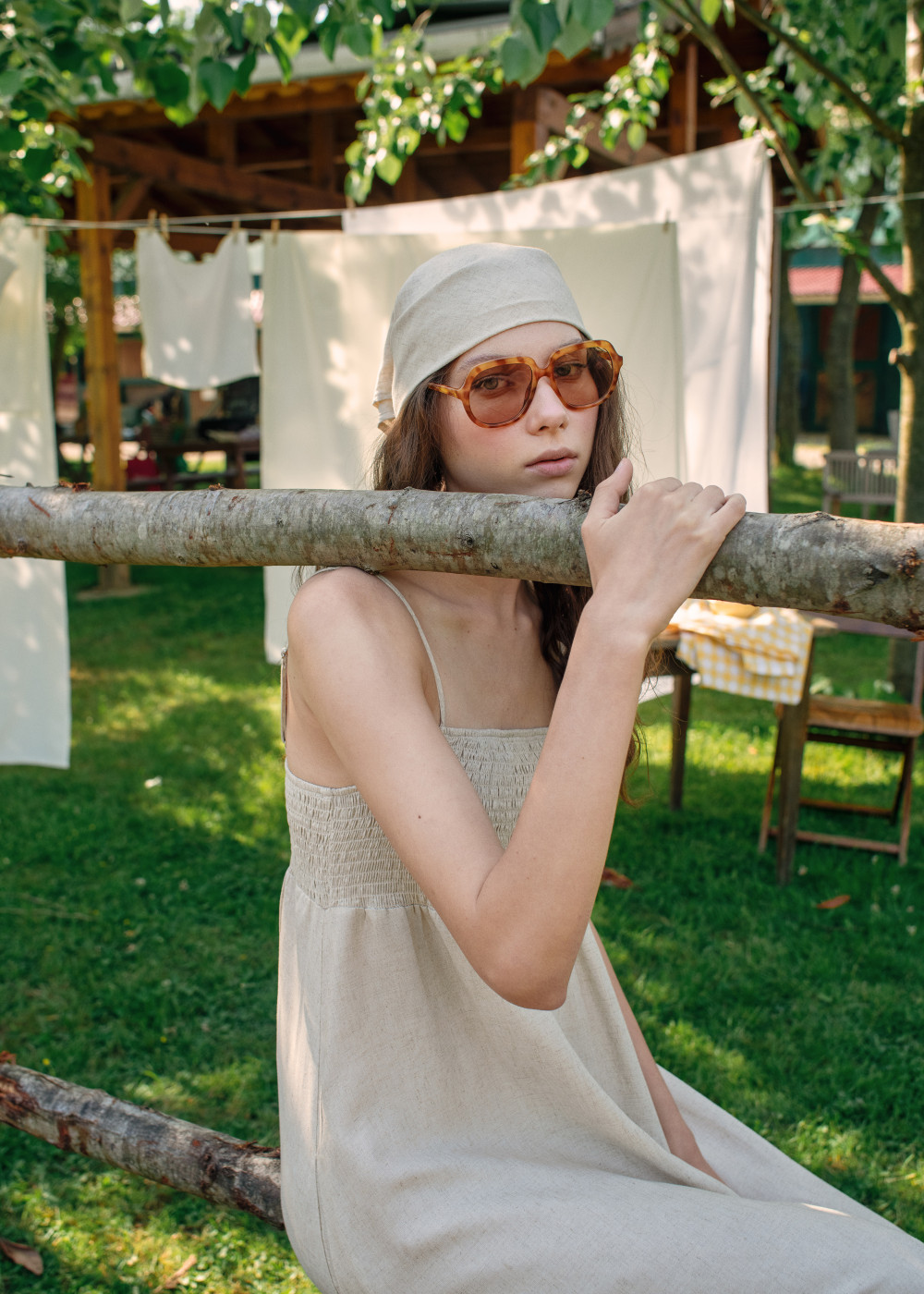 Elastic Detail Linen Dress Elastic Detail Linen Dress