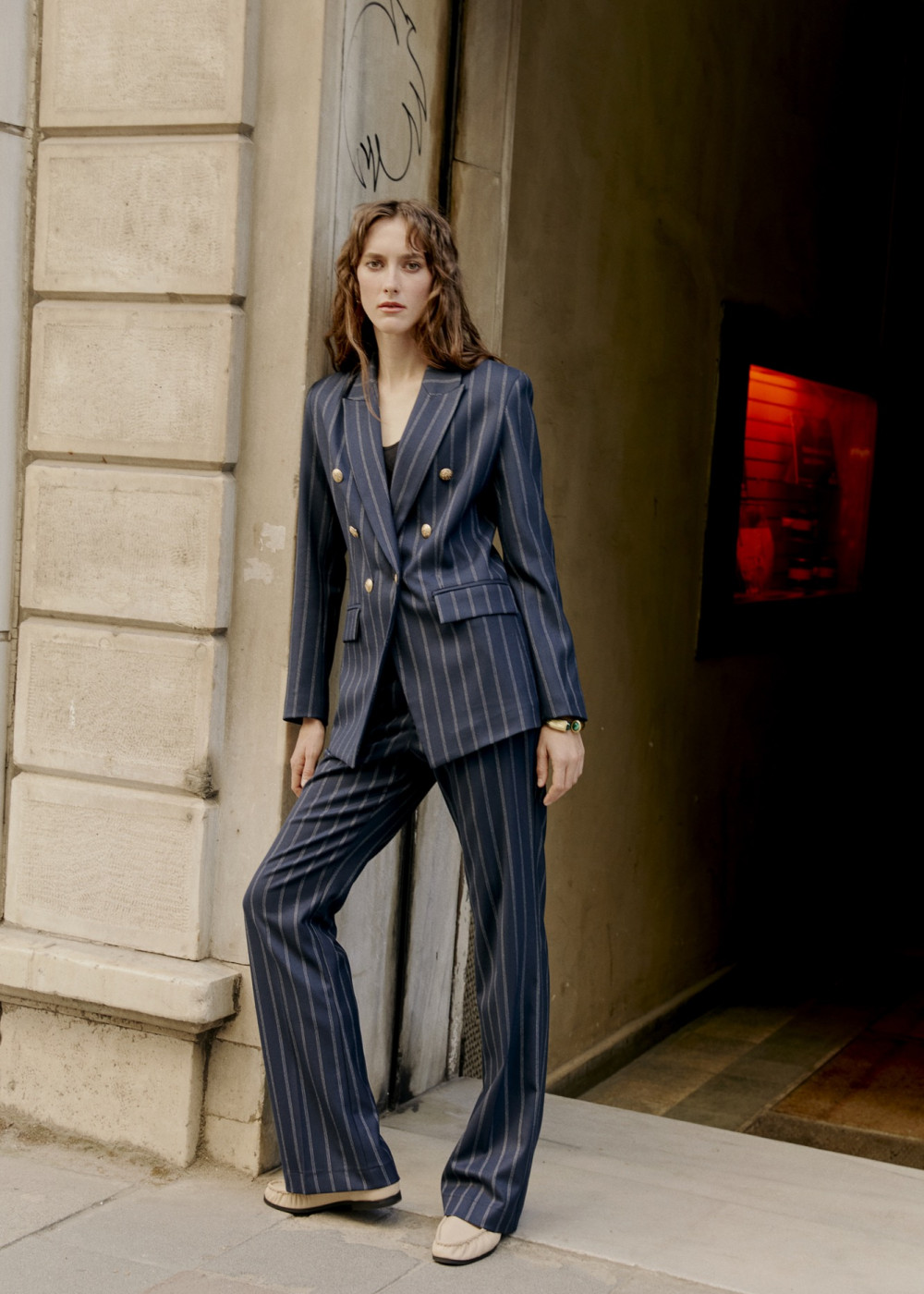 Striped Double Blazer Jacket Striped Double Blazer Jacket