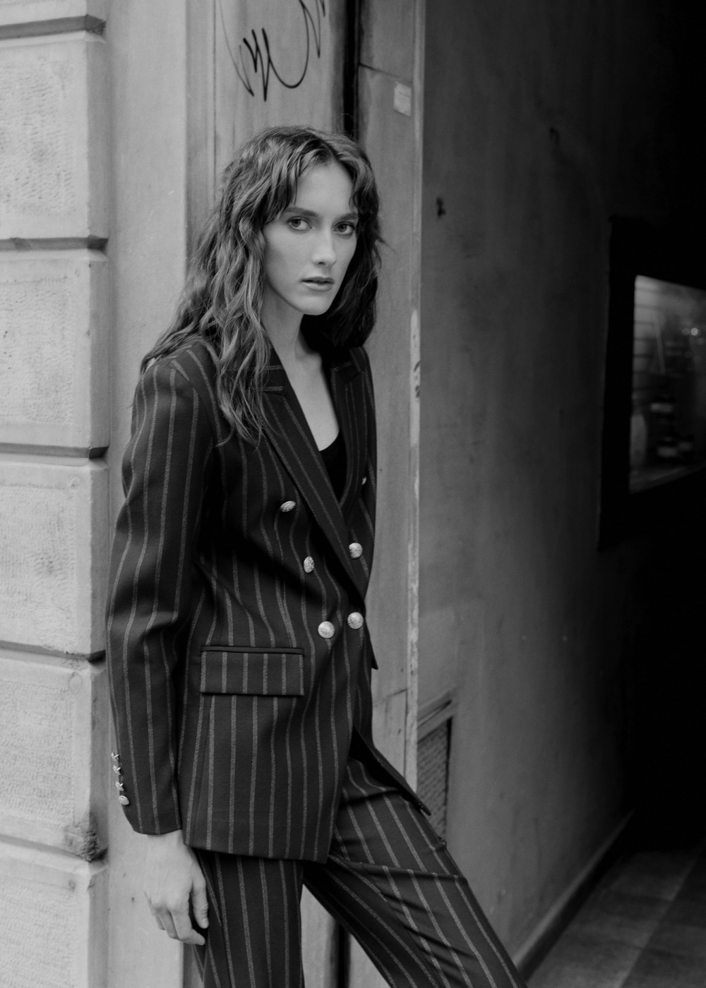 Striped Double Blazer Jacket Striped Double Blazer Jacket