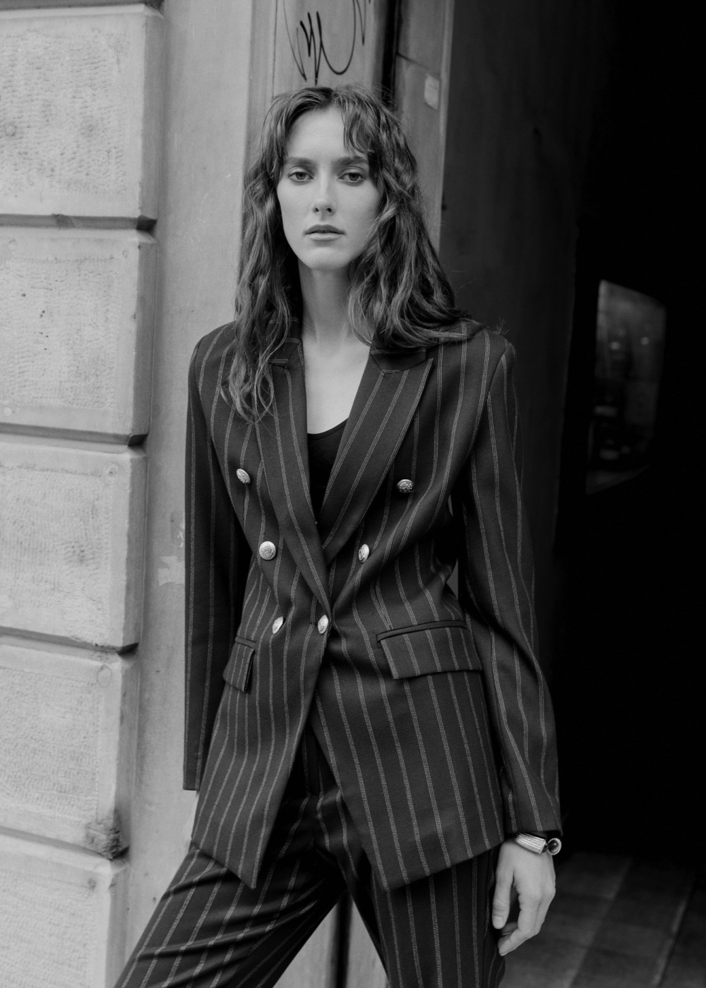 Striped Double Blazer Jacket Striped Double Blazer Jacket