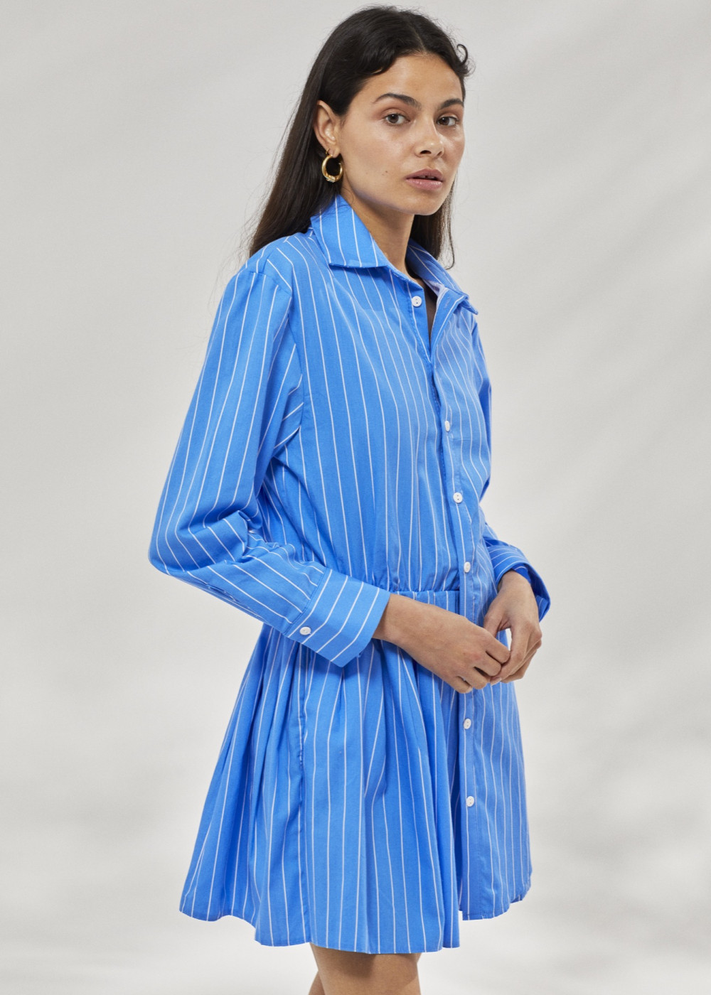 Striped Asymmetrical Shirt Dress