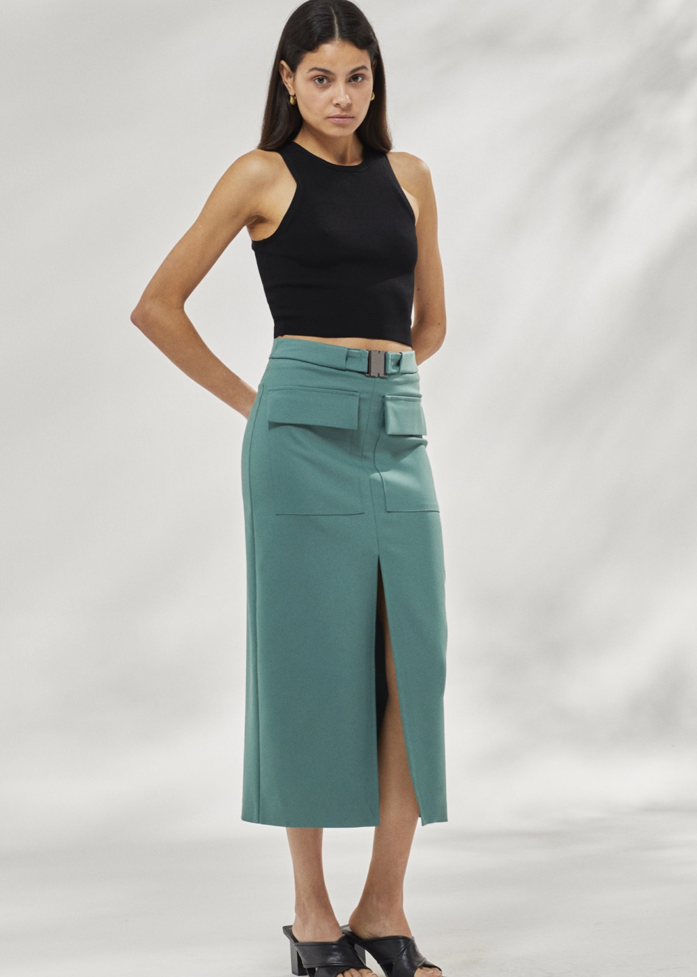 Pocket Detailed Midi Skirt