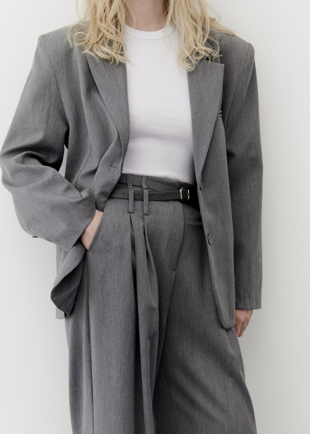 Oversized Blazer Jacket - Belt Detailed Pants Oversized Blazer Jacket - Belt Detailed Pants