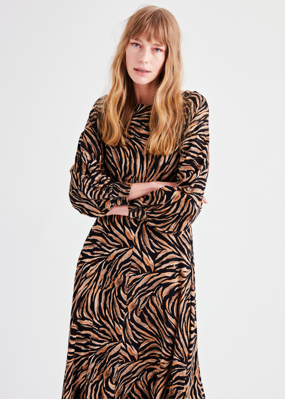 Zebra Pattern Midi Dress