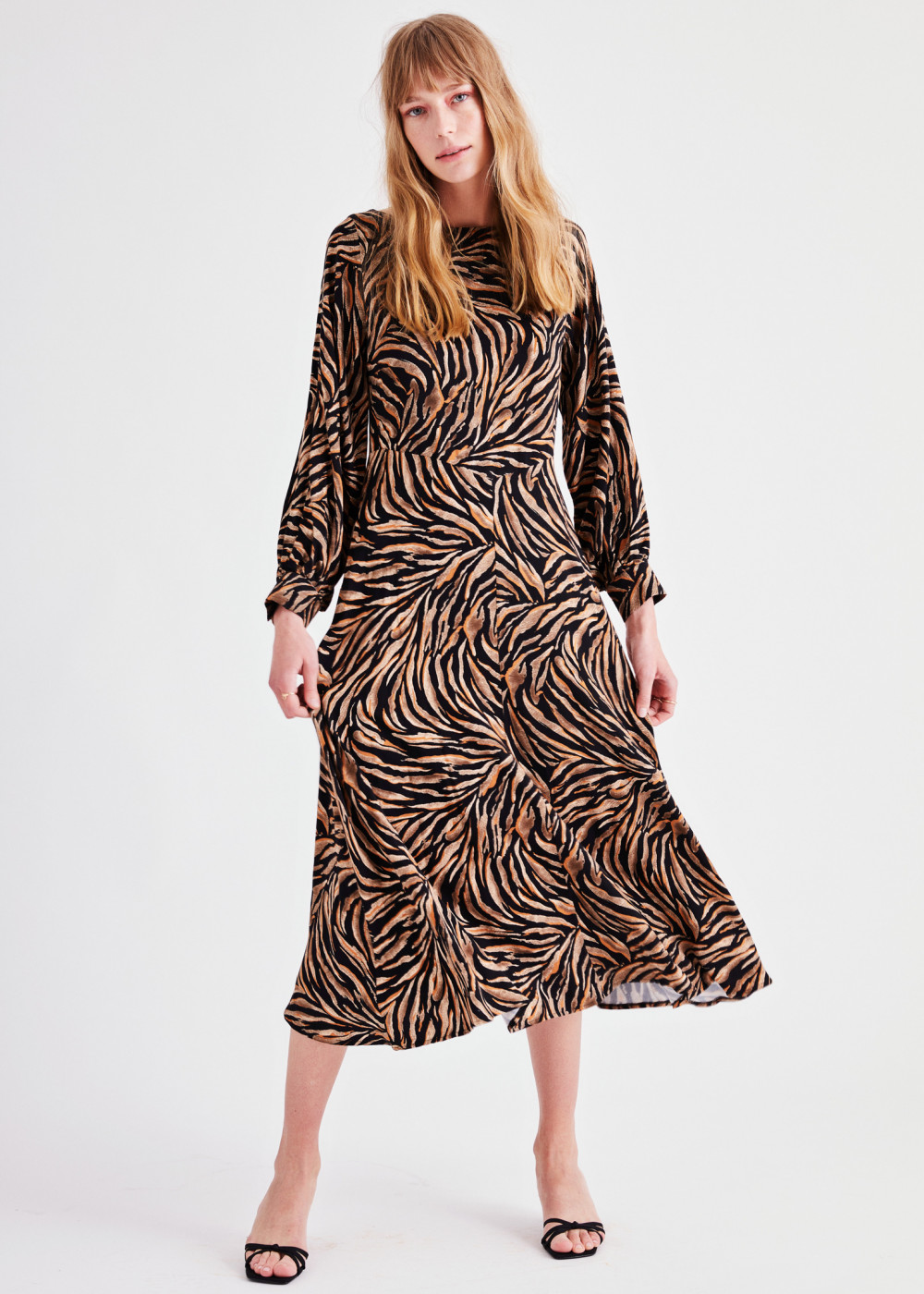 Zebra Pattern Midi Dress