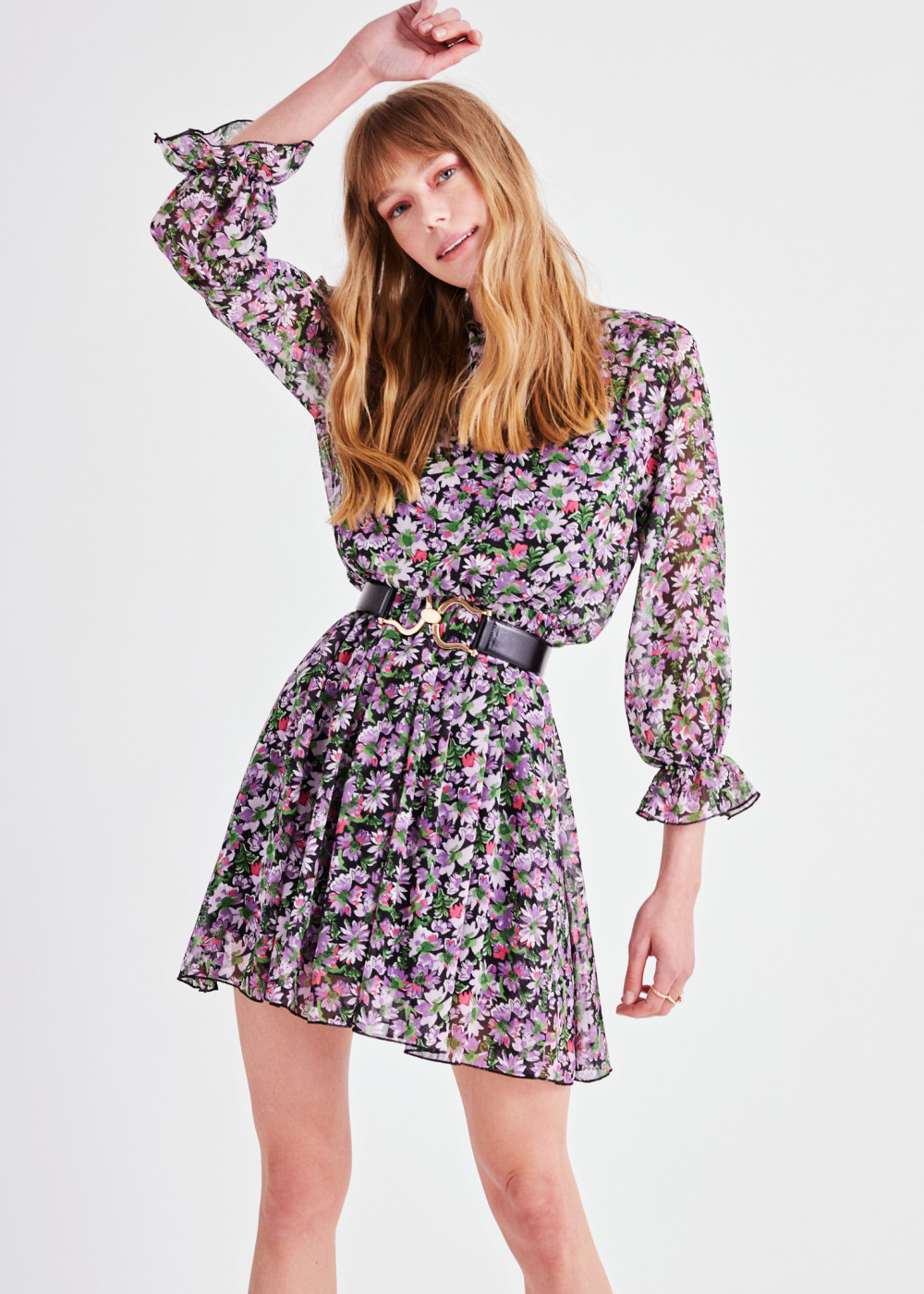 Flower-Patterned Mini Dress